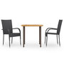 Voir la diapositive 1 : VIDAXL Ensemble a manger de jardin 3pcs Resine tressee Noir