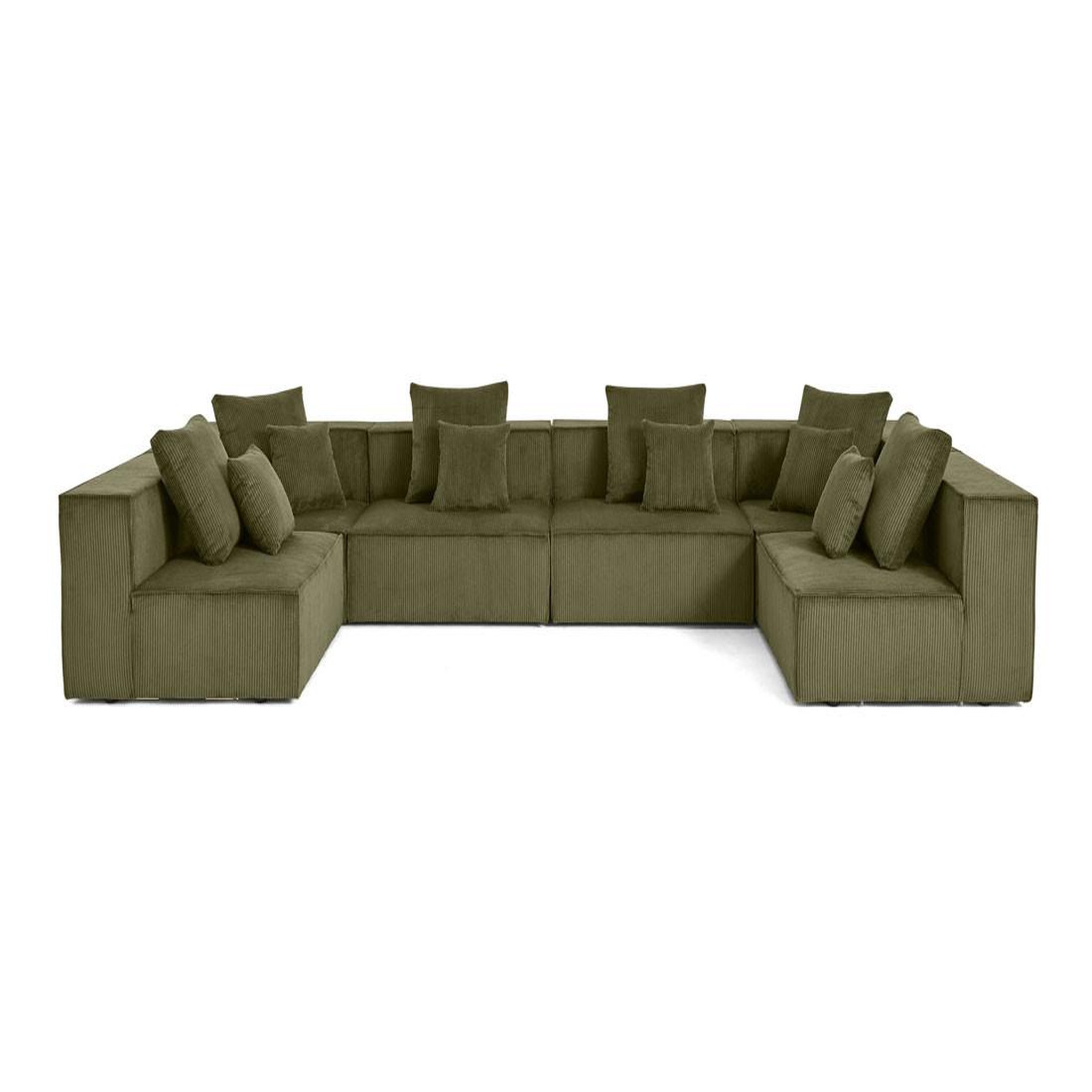 Voir la diapositive 1 : BEST MOBILIER Colombine - canapé modulable panoramique - 7 places - en velours côtelé