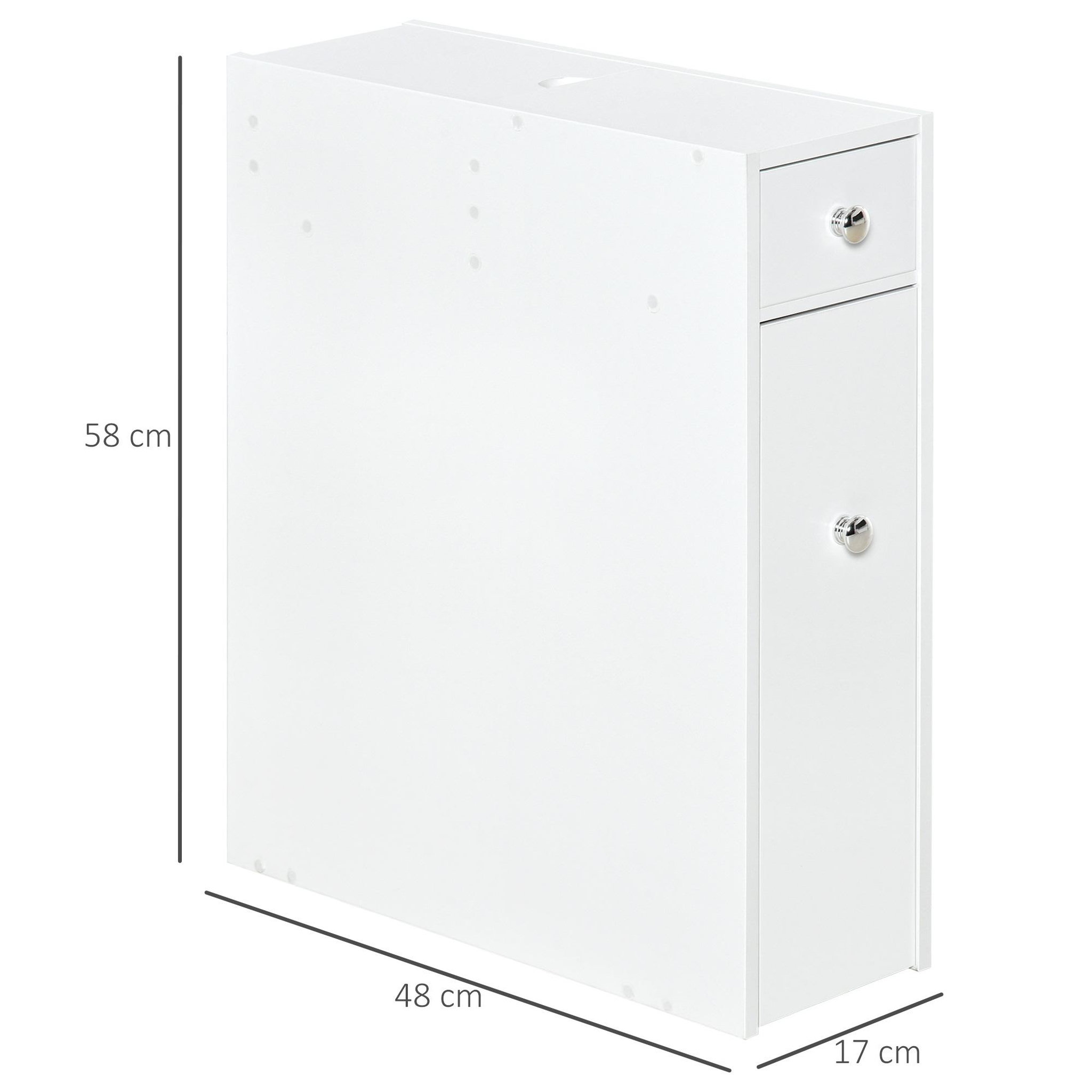 Voir la diapositive 3 : HOMCOM Support papier toilette - porte-papier toilette - armoire pour papier toilette - 2 tiroirs, coffre - mdf blanc