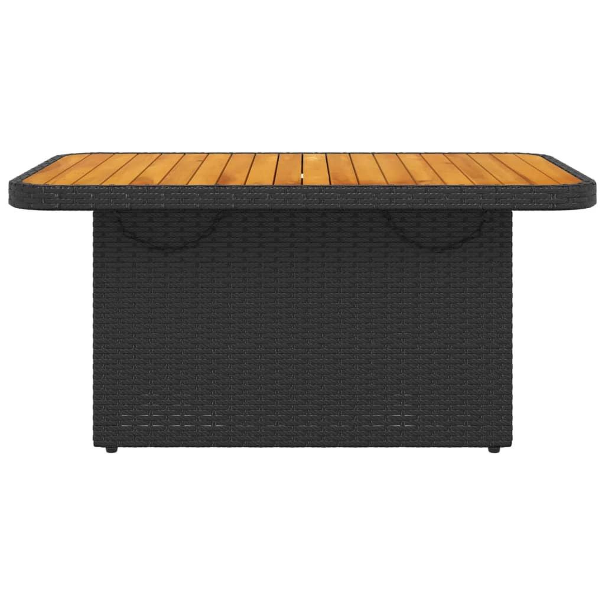 Voir la diapositive 5 : VIDAXL Table de jardin noir 90x55x71 cm resine tressee et bois acacia