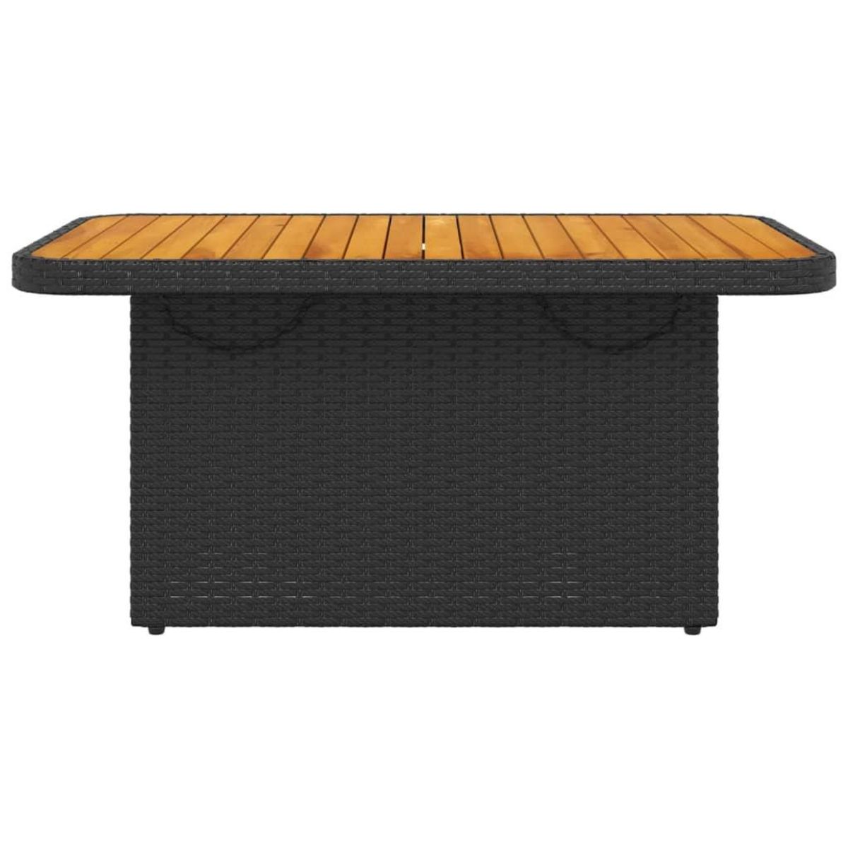 VIDAXL Table de jardin noir 90x55x71 cm resine tressee et bois acacia