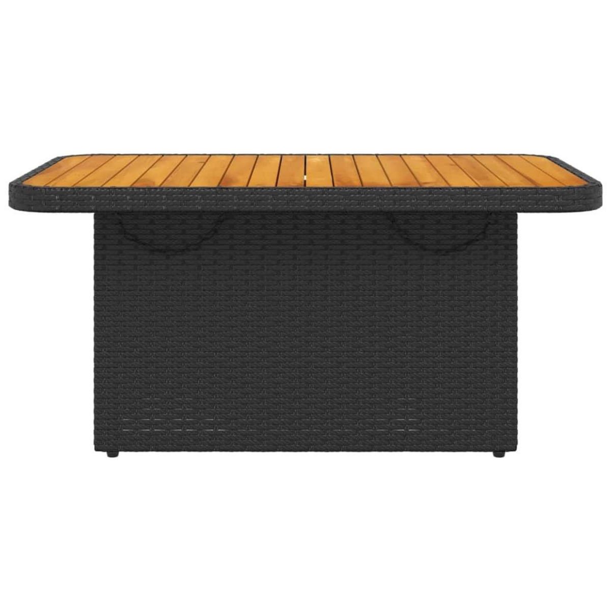 VIDAXL Table de jardin noir 90x55x71 cm resine tressee et bois acacia
