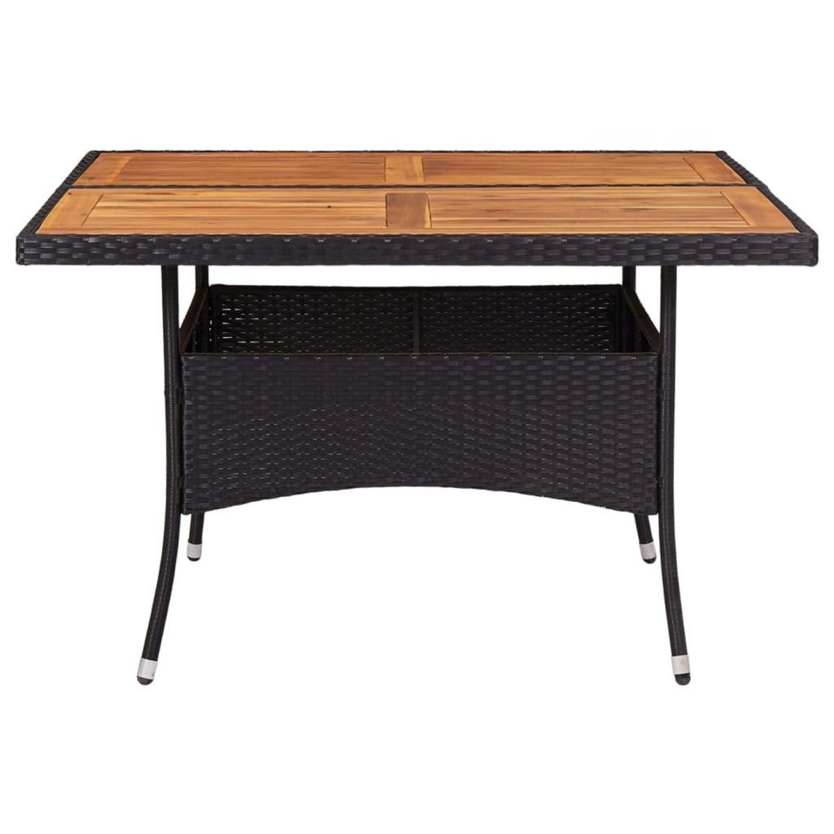 VIDAXL Table d'exterieur Noir Resine tressee et bois d'acacia solide