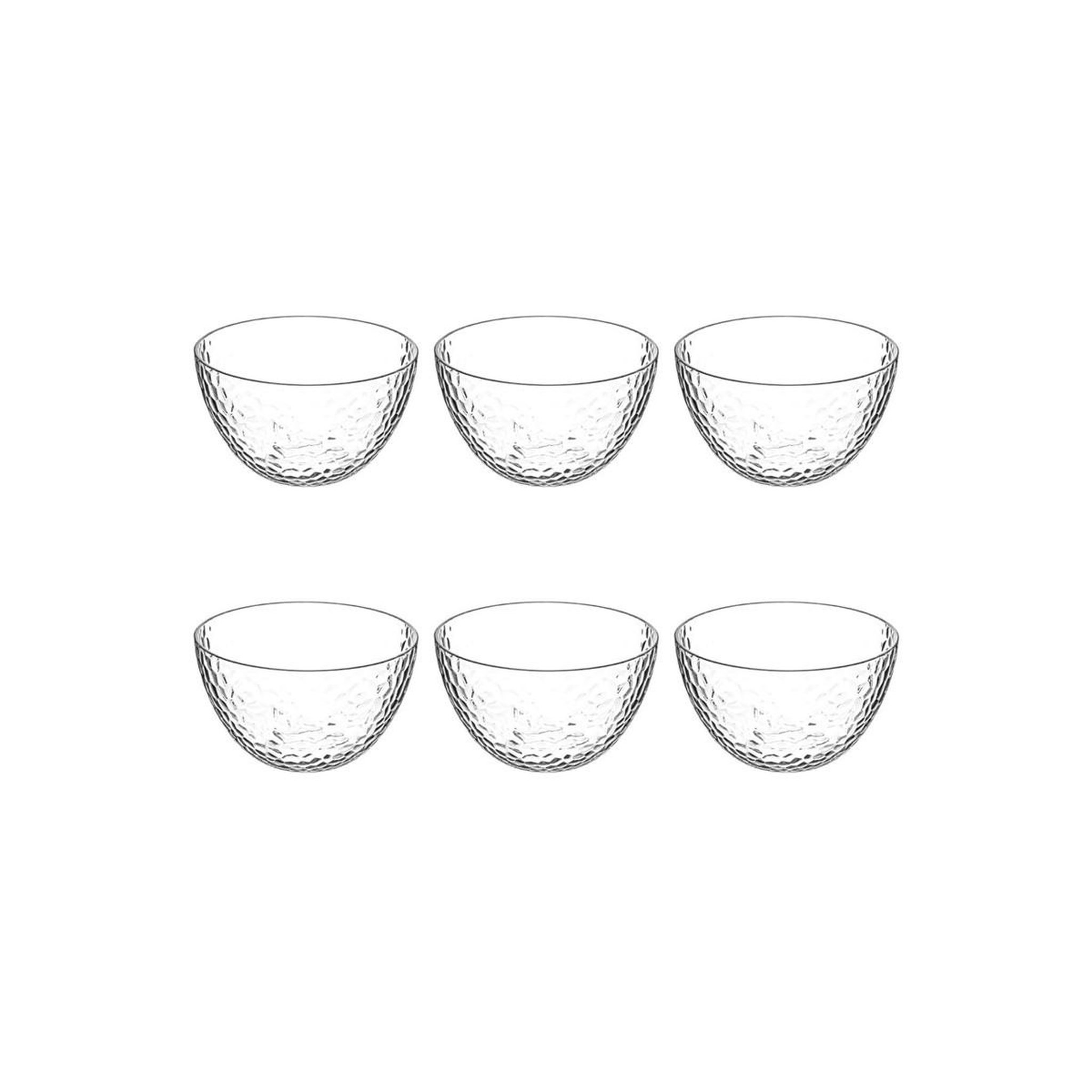 FIVE Lot de 6 Coupelles Plastique Réutilisable  Martelé  14cm Transparent