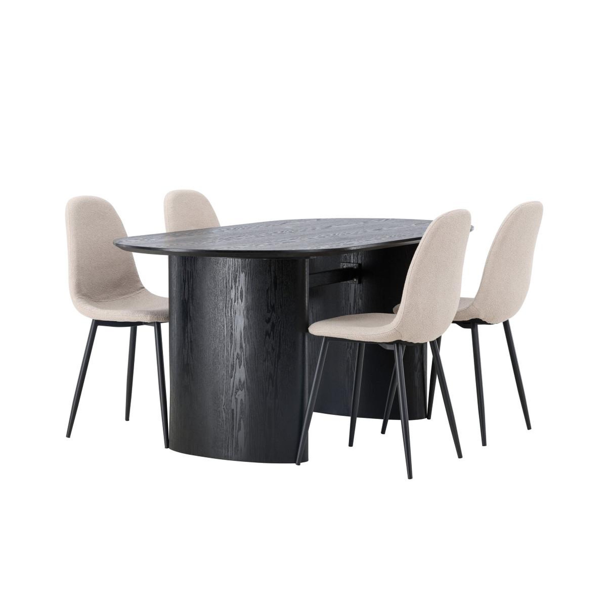 Voir la diapositive 4 : Paris Prix Ensemble table à manger & 4 chaises  isolde & polar  180cm noir & beige