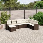 VIDAXL Salon de jardin 8 pcs avec coussins marron resine tressee