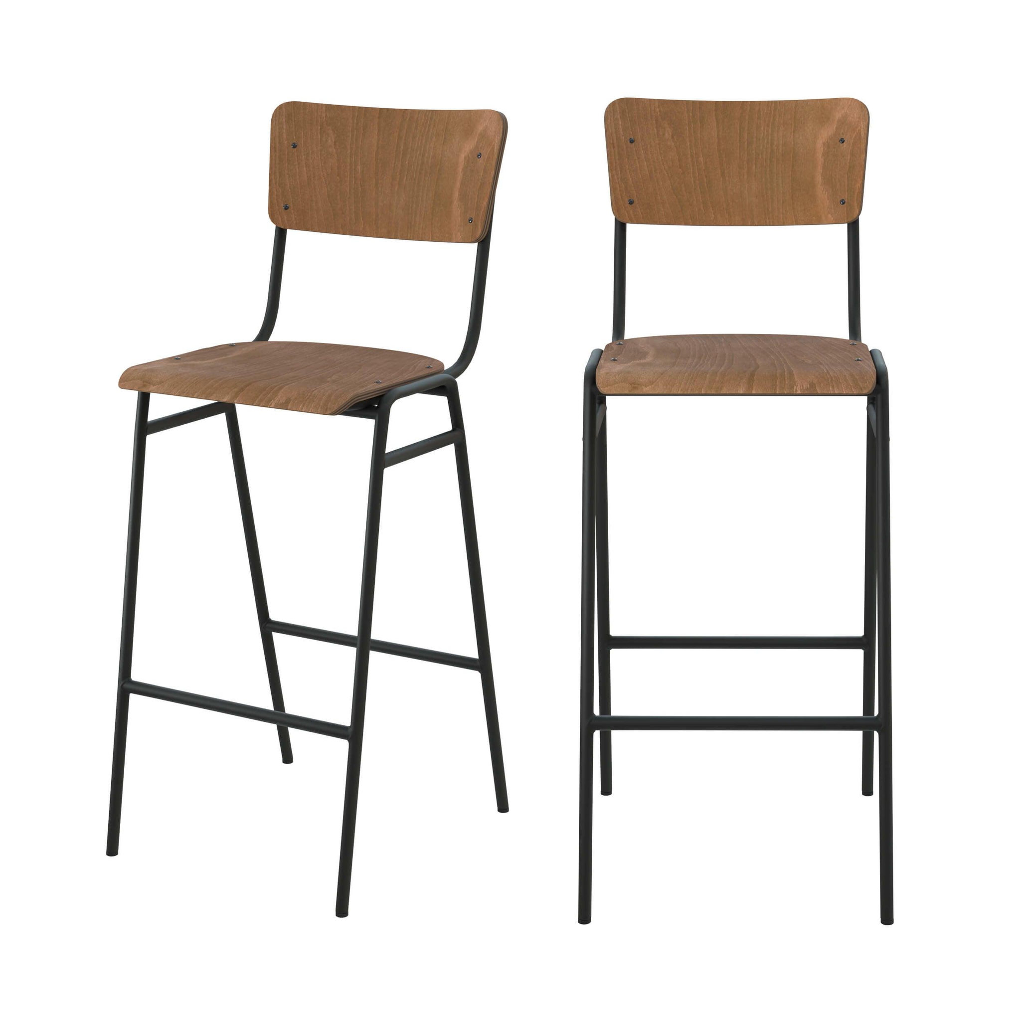 MAISON PAVANE Lot de 2 chaises de bar 75 cm en bois-clem