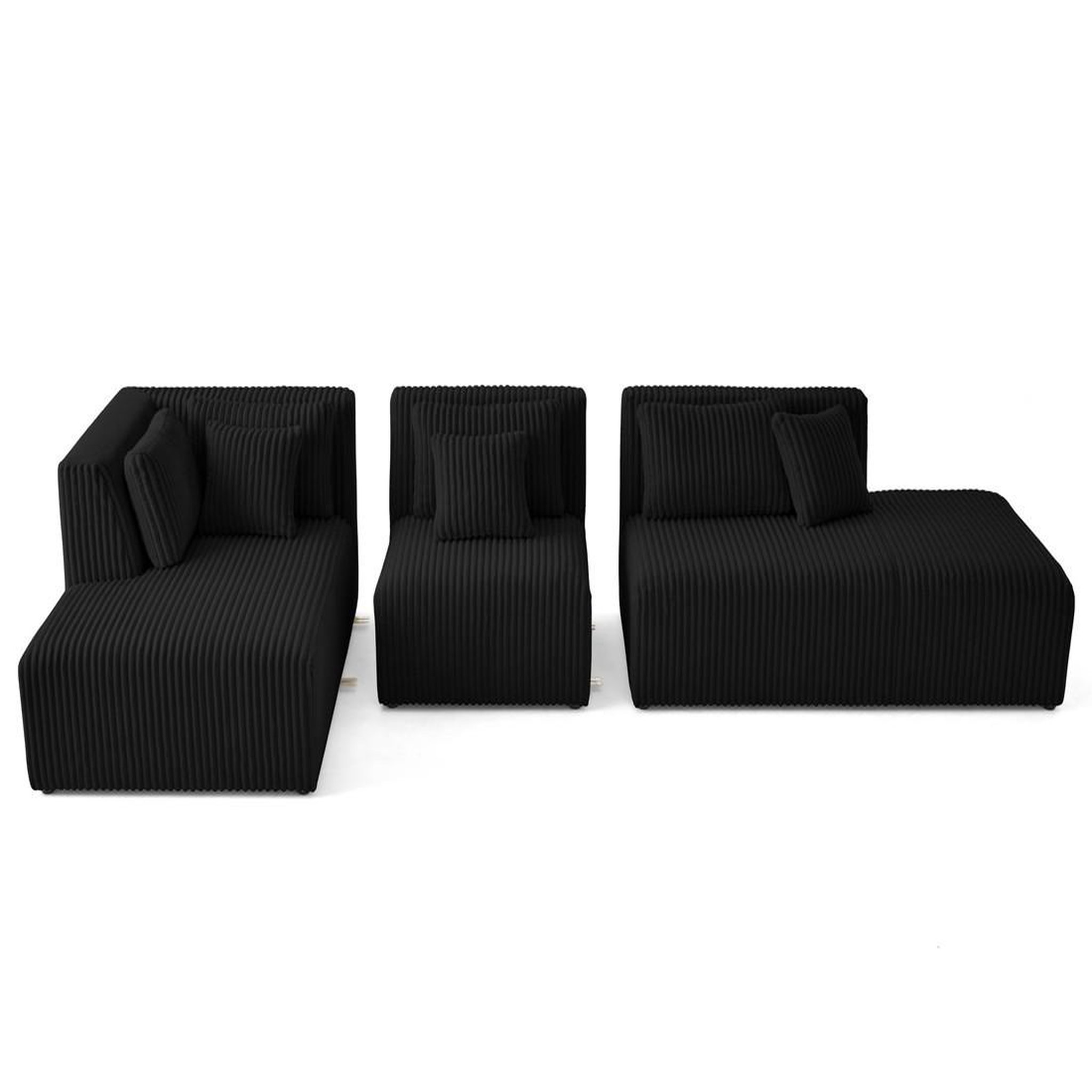 Voir la diapositive 5 : LISA DESIGN Victoire - canapé modulable d'angle gauche 5 places en velours côtelé grosses côtes