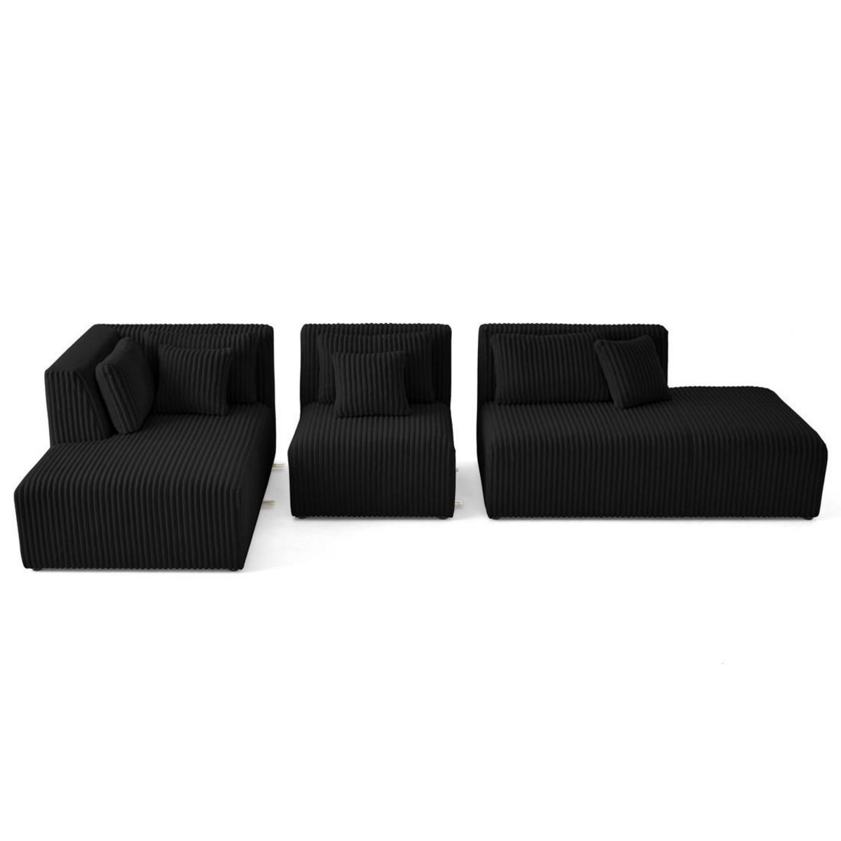 LISA DESIGN Victoire - canapé modulable d'angle gauche 5 places en velours côtelé grosses côtes