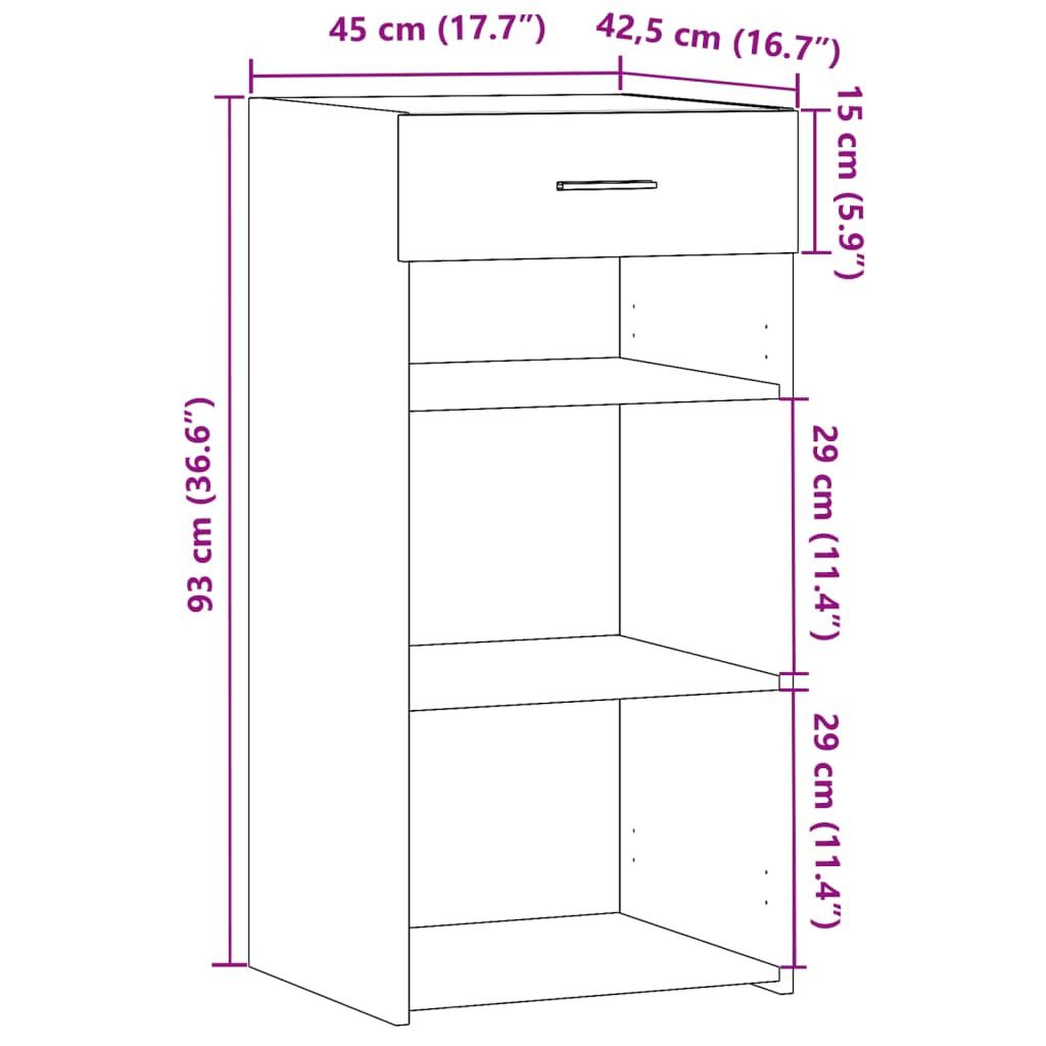 Voir la diapositive 6 : VIDAXL Buffet noir 45x42,5x93 cm bois d'ingenierie
