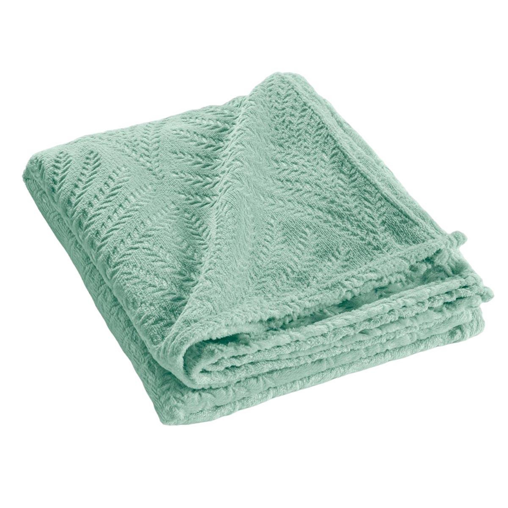 Douceur d'Intérieur Plaid uni en flanelle  nelia  125x150cm sauge