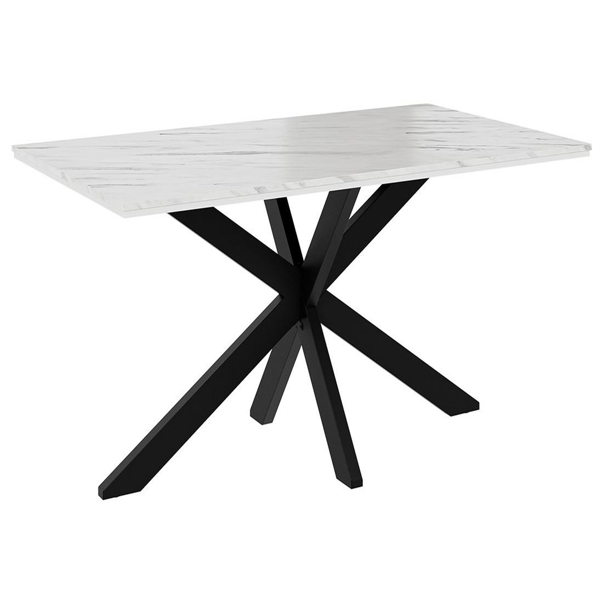 BEST MOBILIER Tom - table à manger - plateau effet marbre - pieds en métal - 4 à 6 personnes. Coloris disponibles : Bicolore, Noir