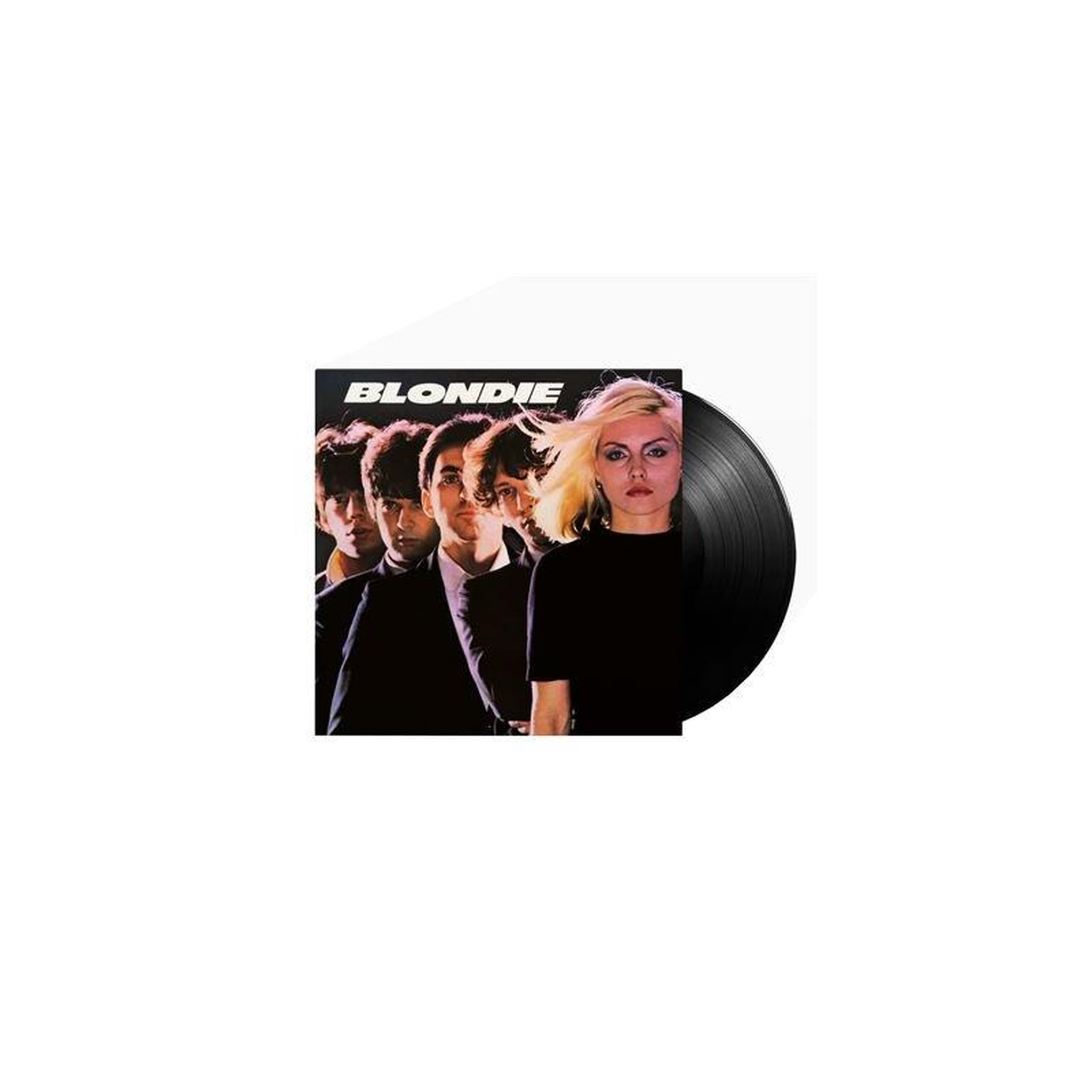 Vinyle blondie en pochette split avec insert couverture partielle, vinyle noir et accents rose