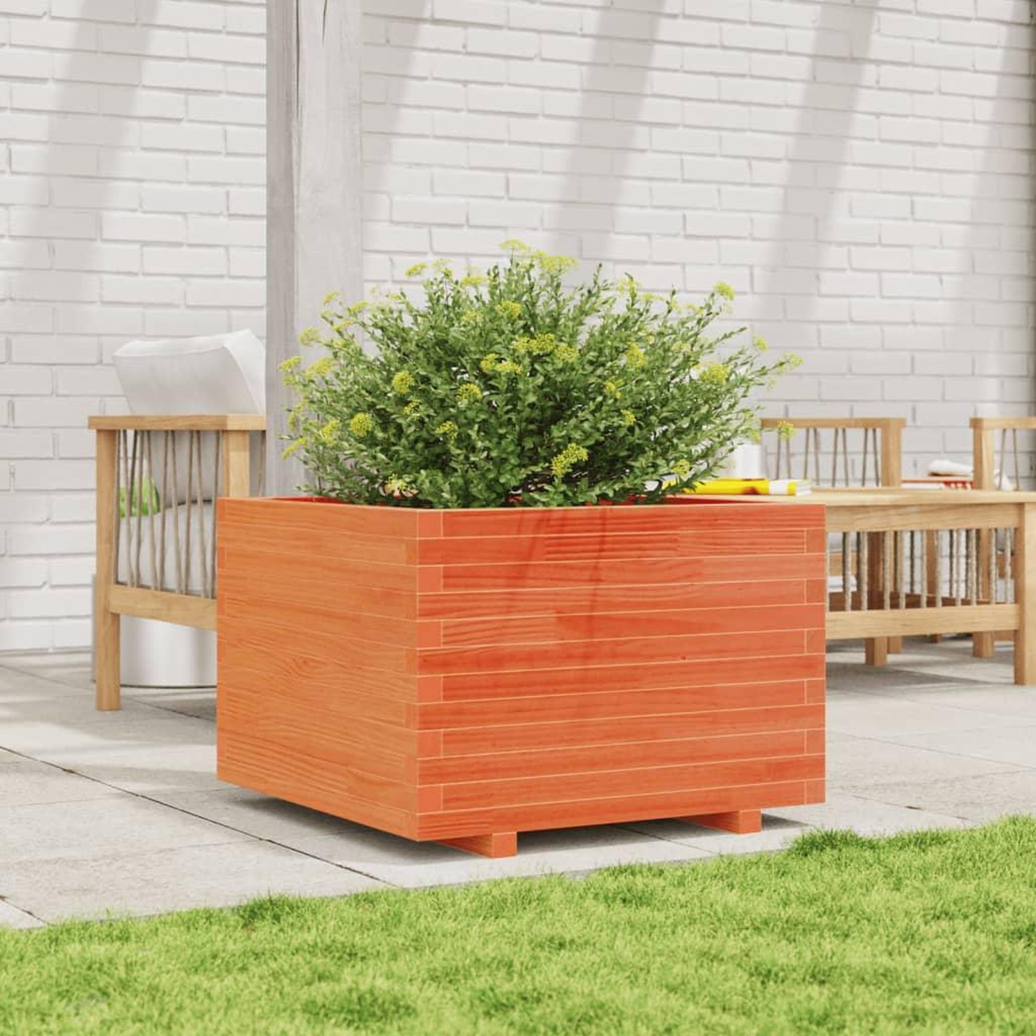 Voir la diapositive 3 : VIDAXL Jardiniere cire marron 70x70x49,5 cm bois de pin massif