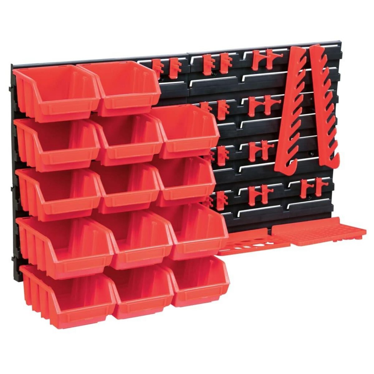 VIDAXL Kit de bacs de stockage et panneaux muraux 39 pcs Rouge et noir