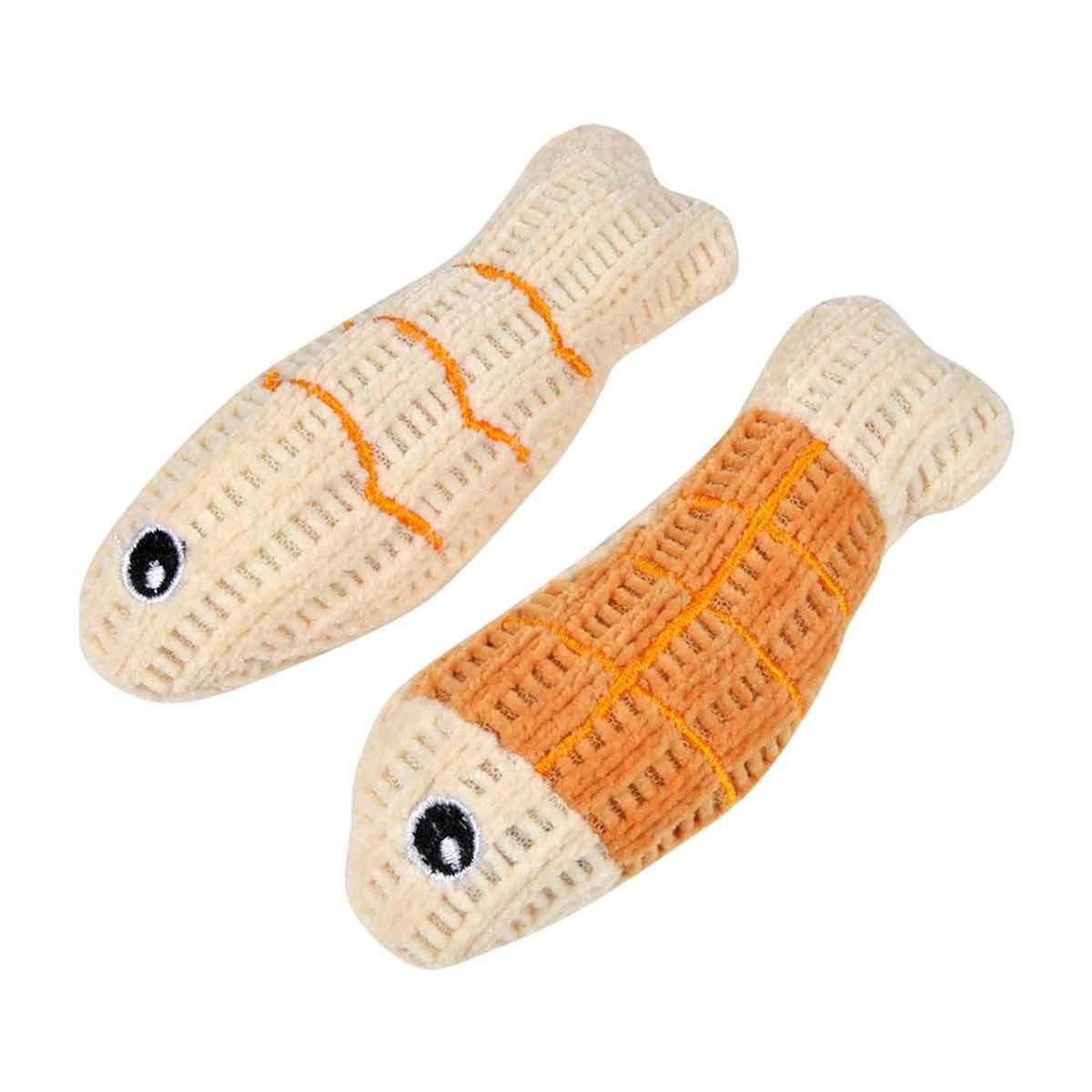 Paris Prix Lot de 2 Jouets Poisson pour Chat  Boho Cat  12cm Moutarde