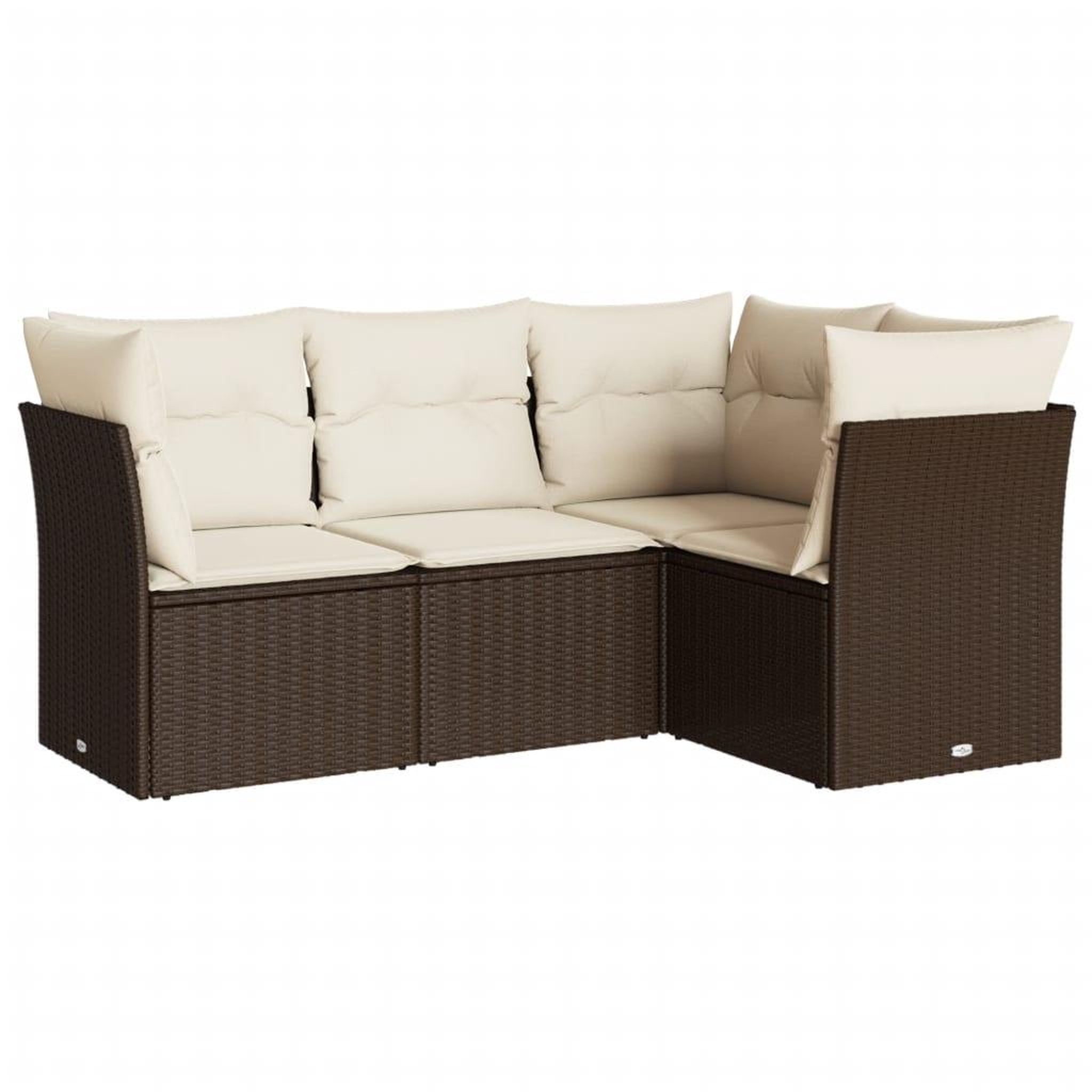 Voir la diapositive 2 : VIDAXL Salon de jardin 4 pcs avec coussins marron resine tressee