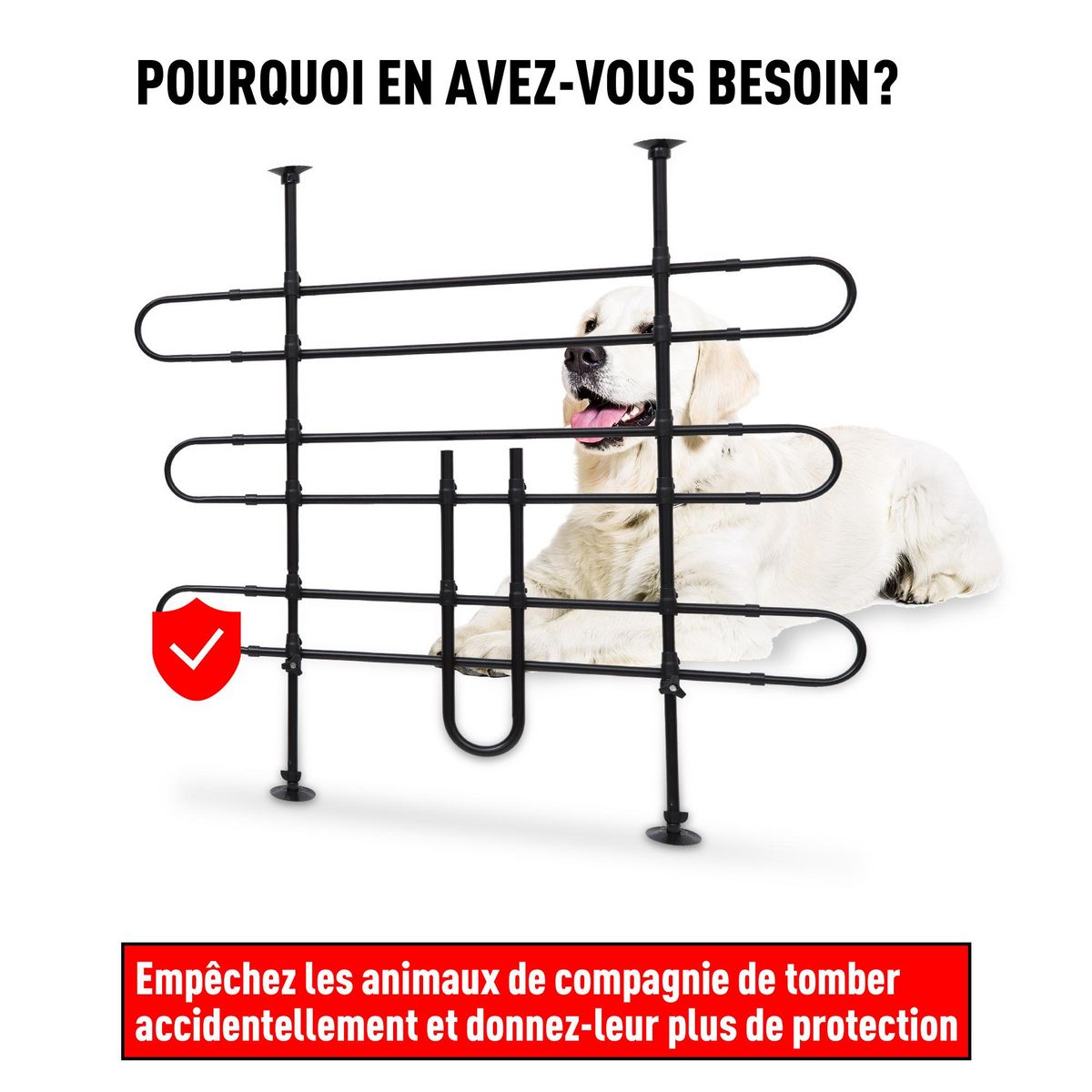 PAWHUT Grille de séparation extensible voiture barrière de sécurité barre réglable pour chien noir