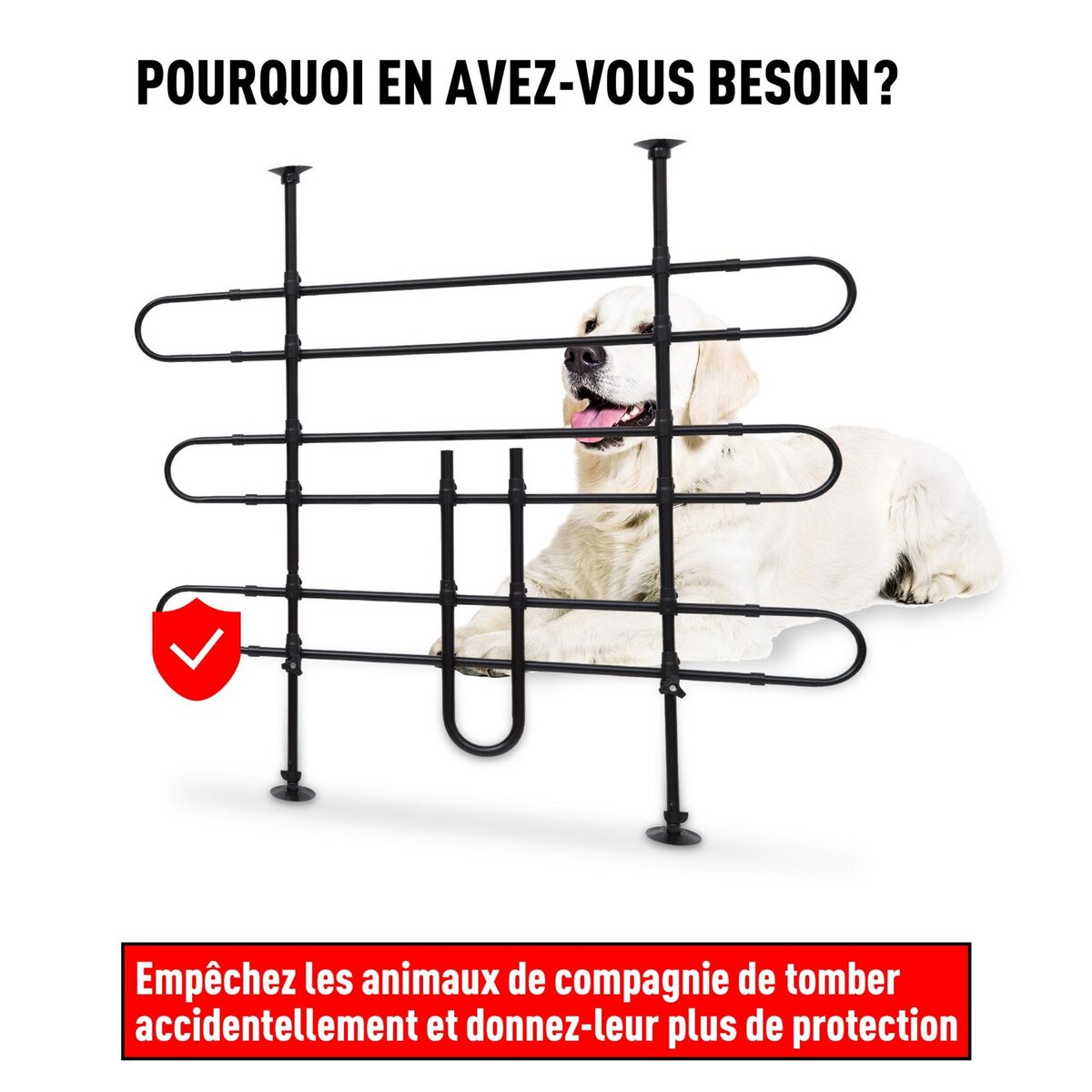 PAWHUT Grille de séparation extensible voiture barrière de sécurité barre réglable pour chien noir