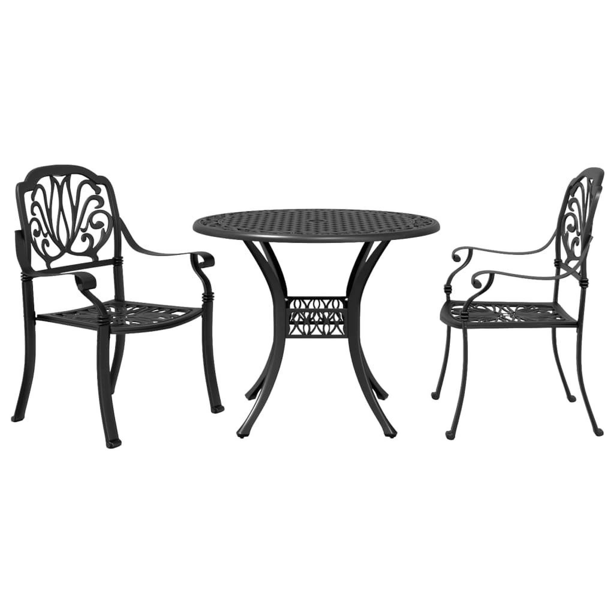Voir la diapositive 2 : VIDAXL Ensemble de bistro 3 pcs noir aluminium coule