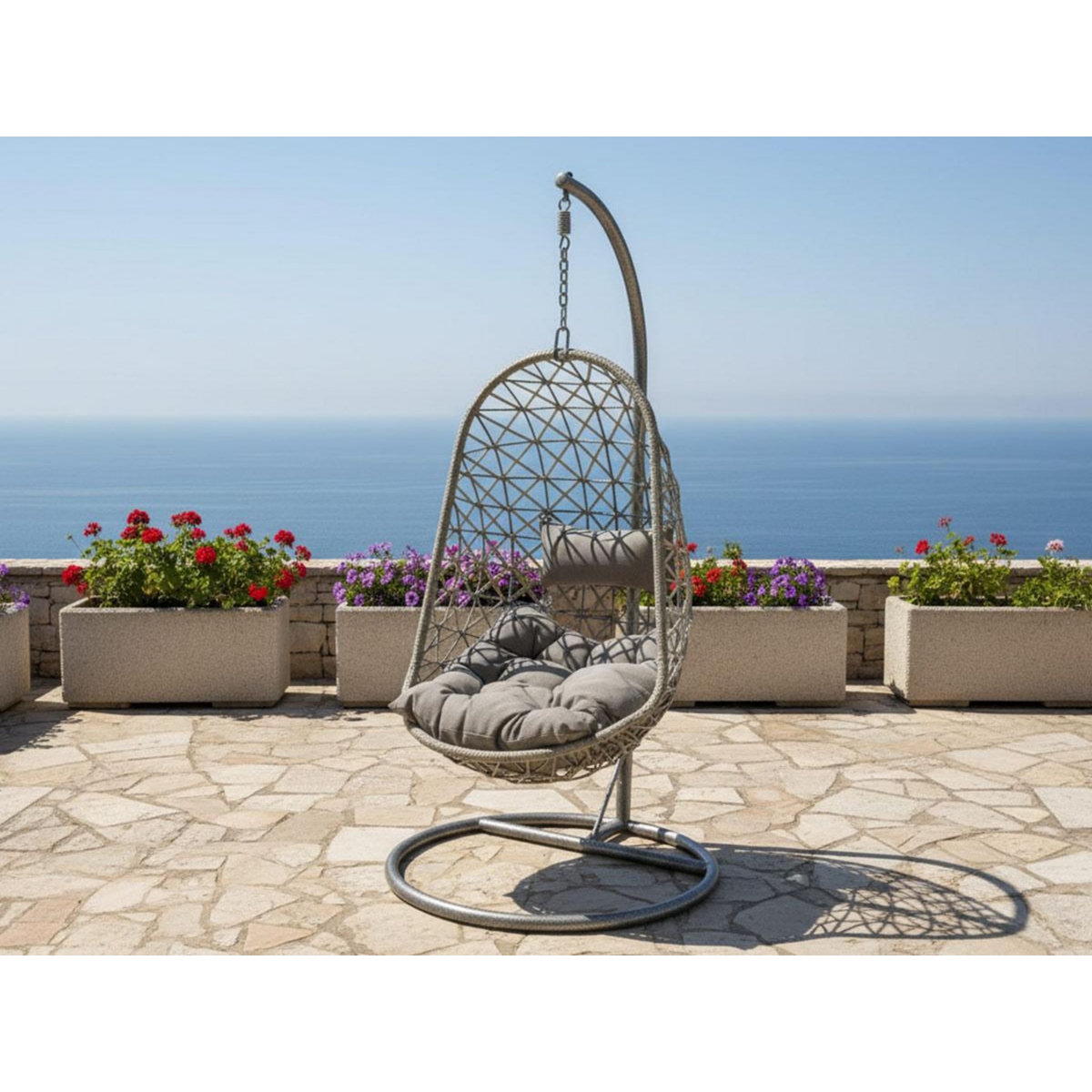 JARDIDECO Fauteuil suspendu Bologna Gris - Jardideco