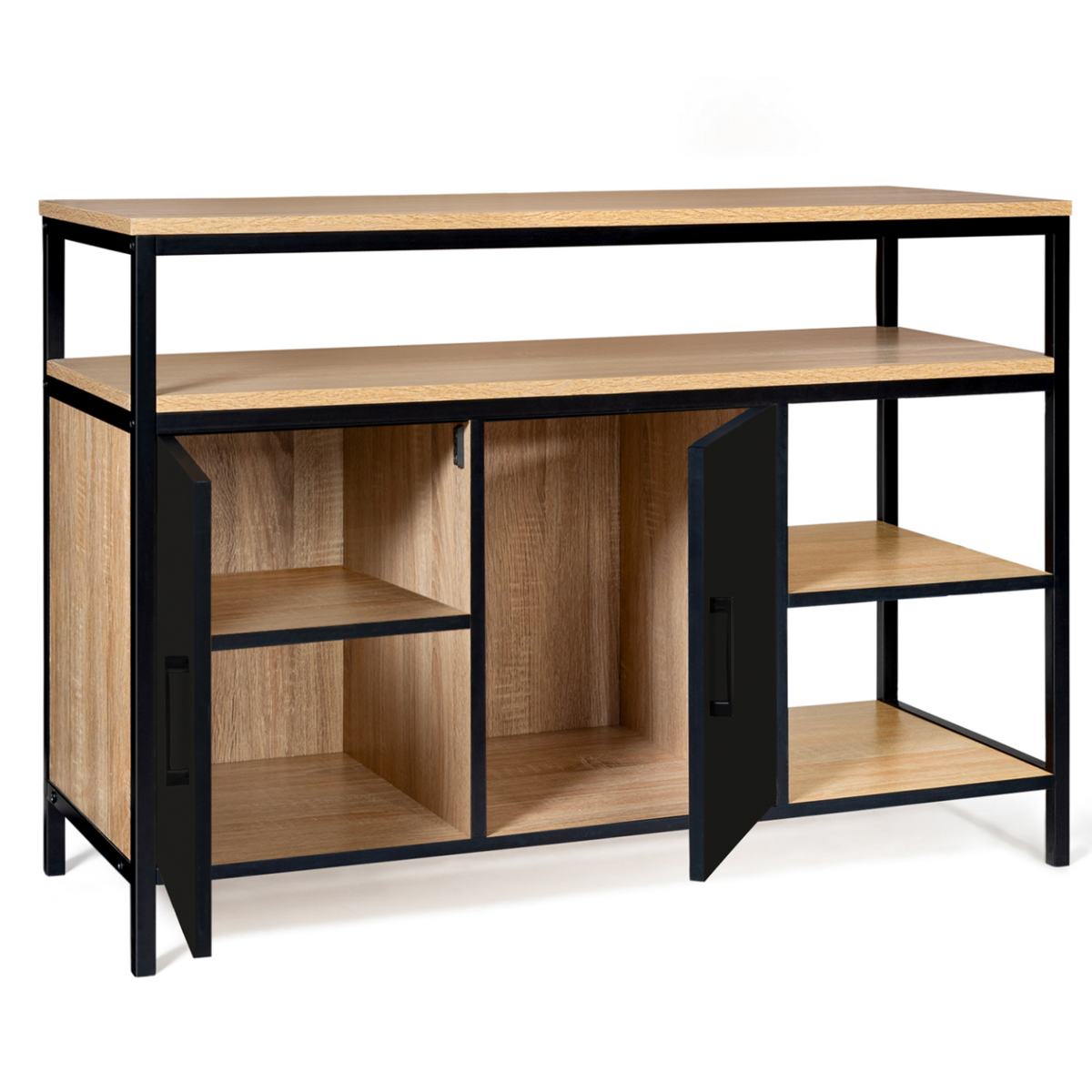 ID MARKET Buffet bas 2 portes noires 100 cm BOSTON design industriel