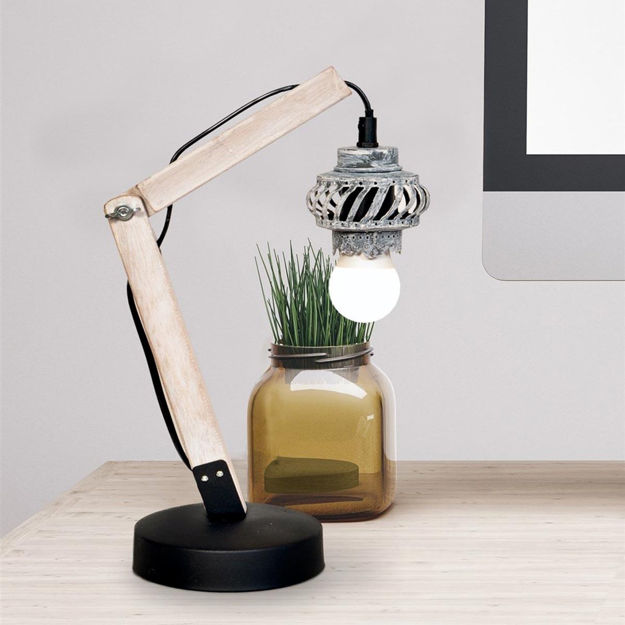 Voir la diapositive 2 : Paris Prix Lampe de Bureau en Bois  Rossa V  38cm Naturel