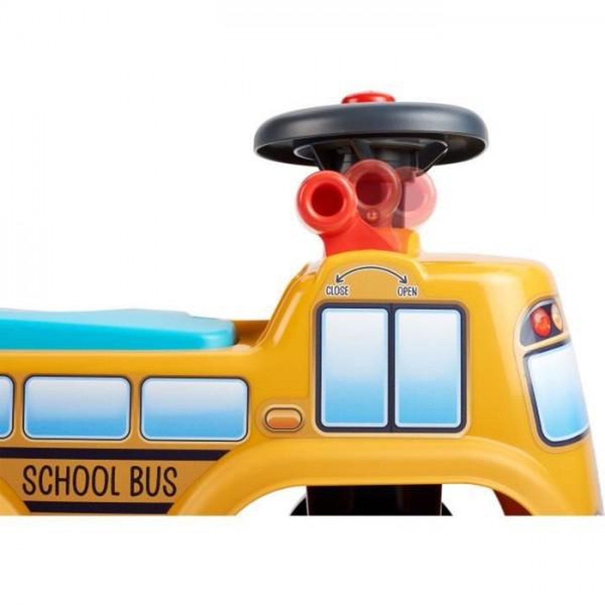 Voir la diapositive 3 : FALK Porteur Trotteur  - FALK - School Bus - Assise ouvrante - Volant directionnel - Des 12 mois - 100% Fabriqué en France