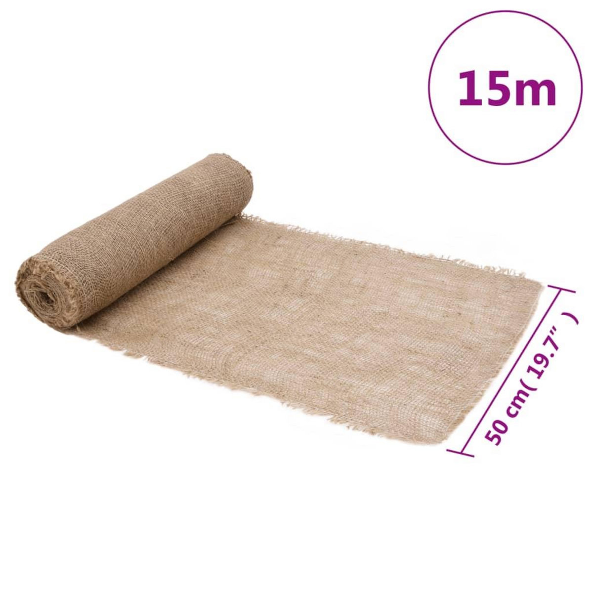 VIDAXL Rouleau de jute 0,5x15 m 100 % jute 200 g/m²
