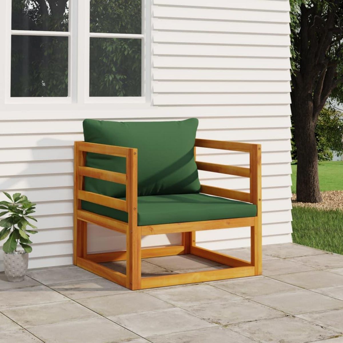 VIDAXL Chaise de jardin avec coussins verts bois massif d'acacia