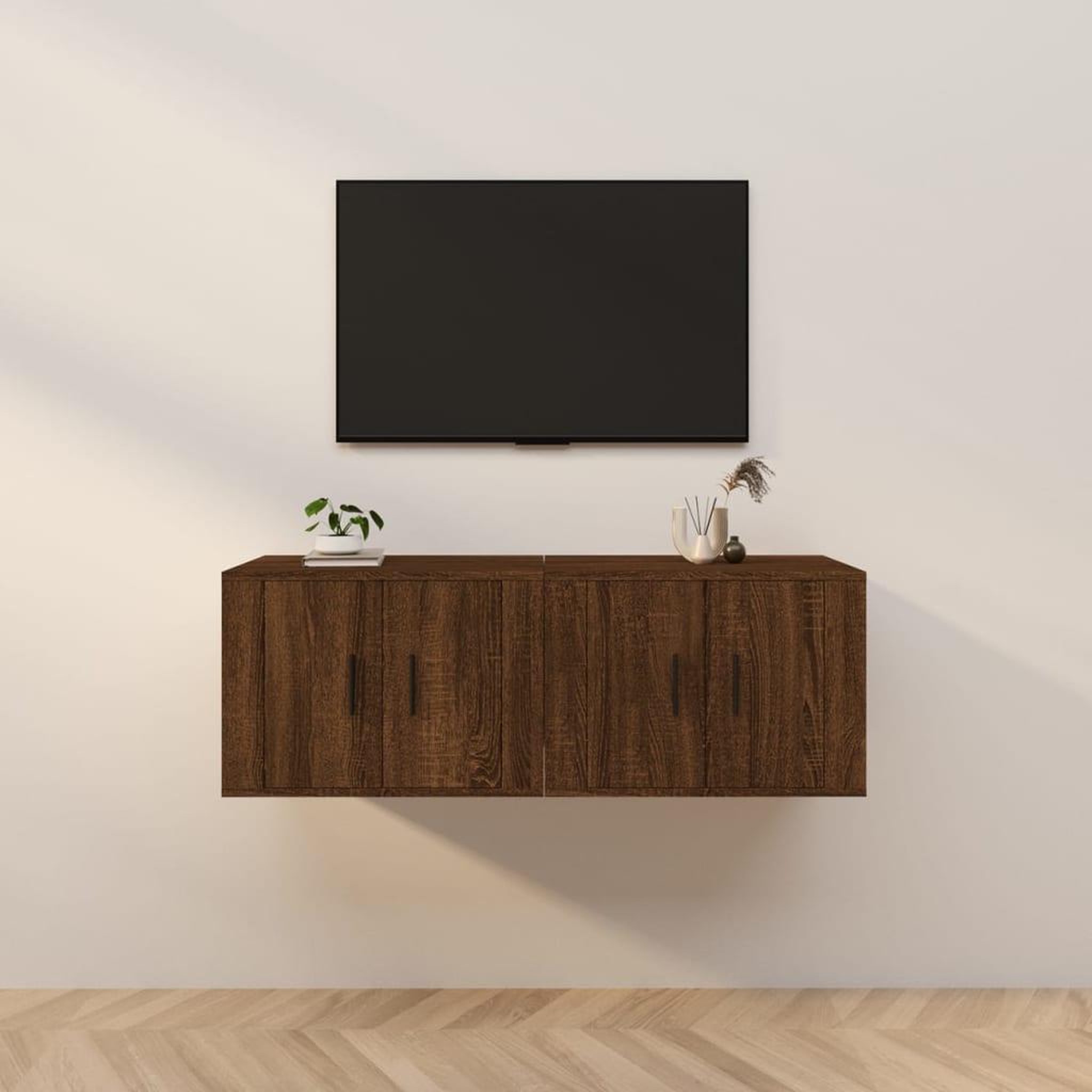 Voir la diapositive 1 : VIDAXL Meubles TV muraux 2 pcs chene marron 57x34,5x40 cm
