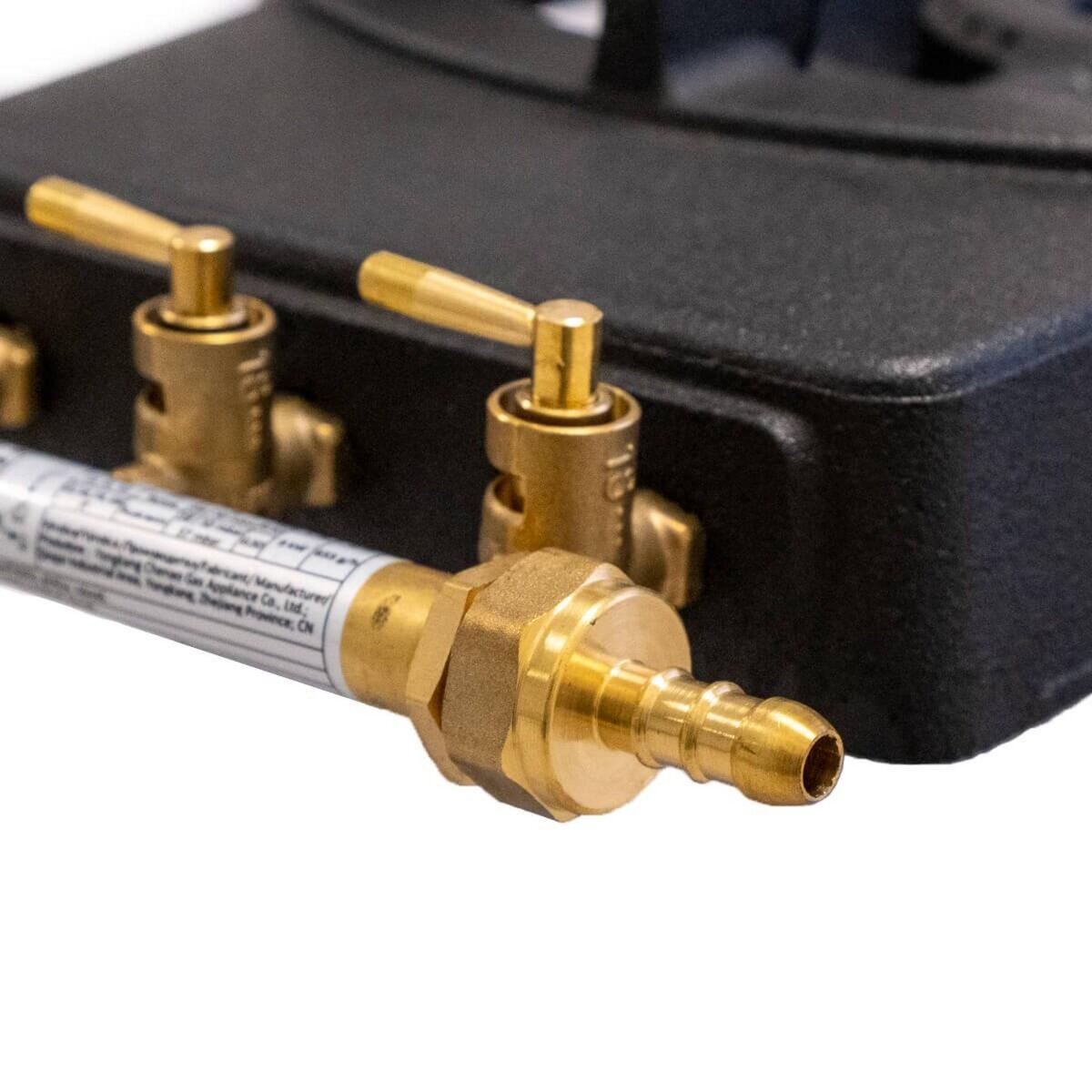 INTEC Rechaud gaz 9,8KW en fonte véritable sur 4 pieds 3 robinets + Tuyau gaz flexible 1.50m INTEC