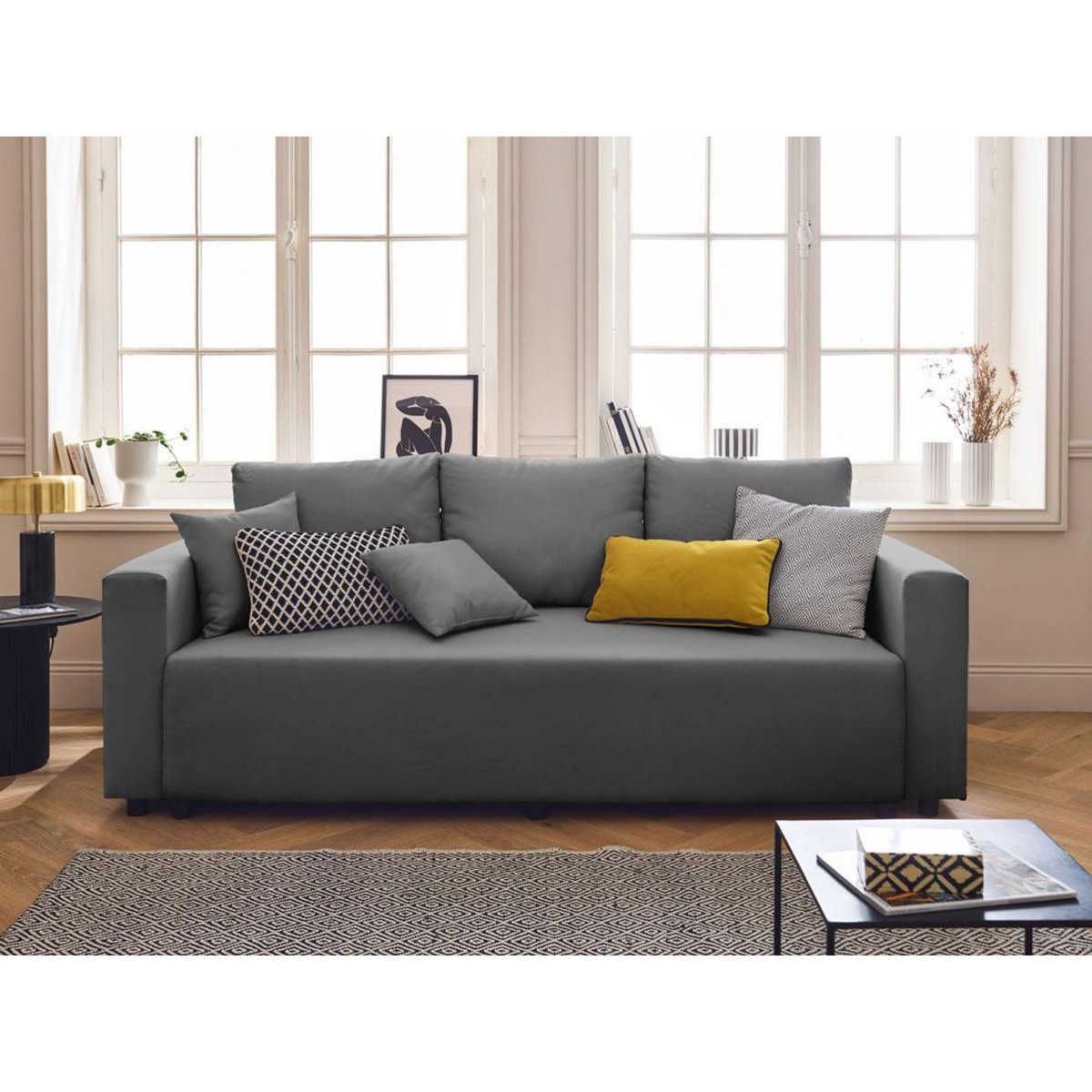 BEST MOBILIER Regala - canapé 3 places - convertible avec coffre - en tissu