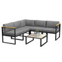 Voir la diapositive 1 : OUTSUNNY Ensemble salon de jardin d'angle 5 places design contemporain table basse coussins alu