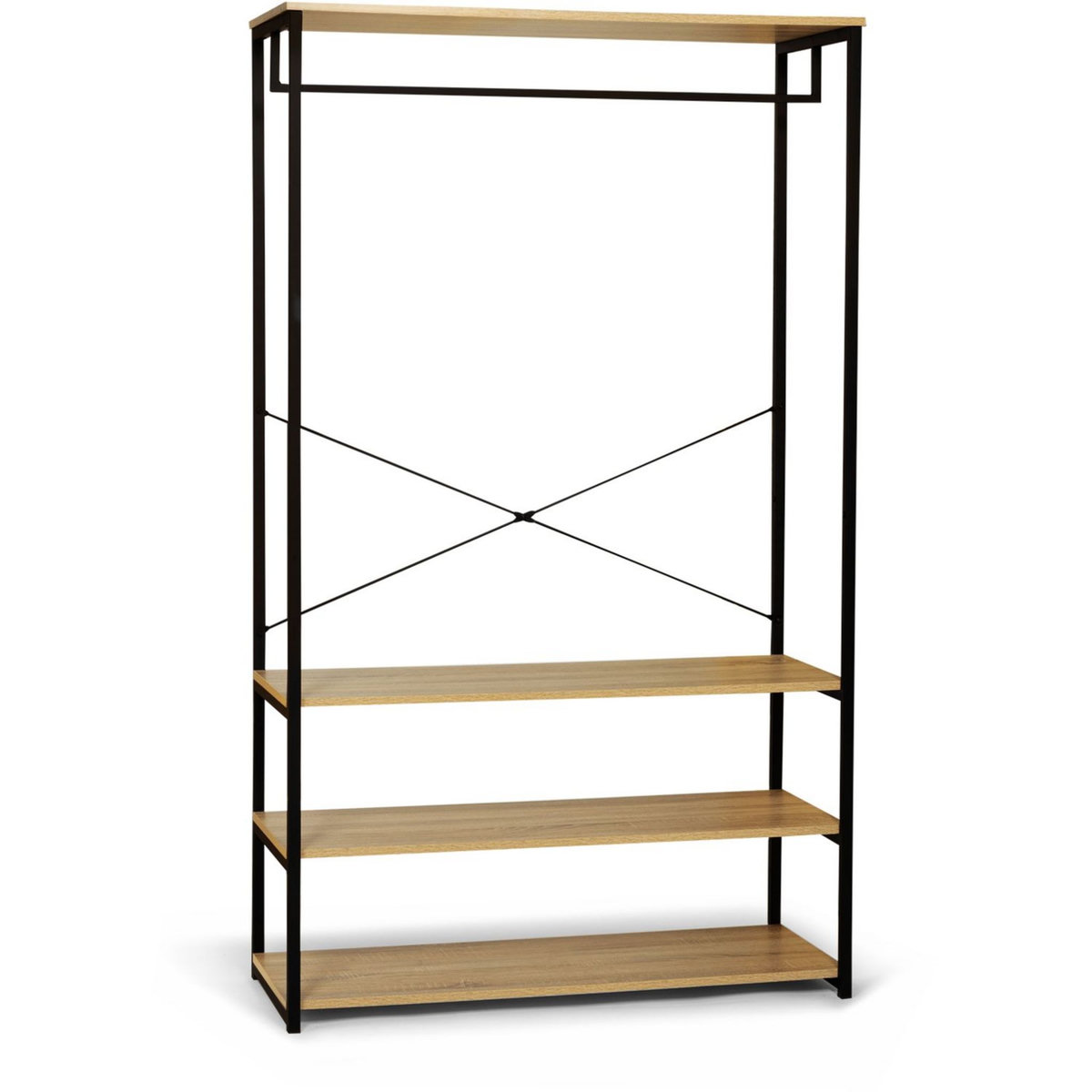 Dressing ouvert style indsutriel bois et métal L100 cm HOUSTON