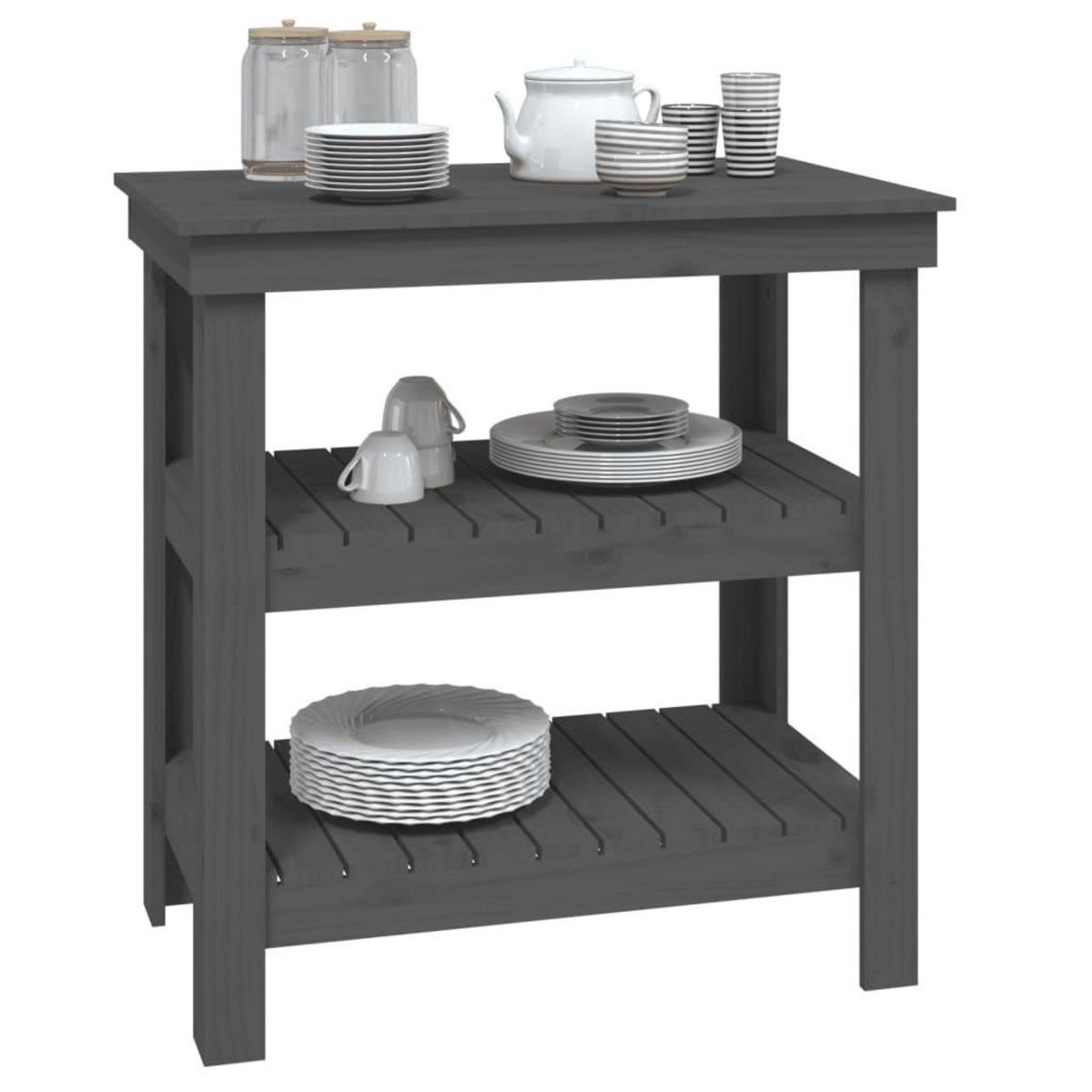 VIDAXL Banc de travail Gris 78,5x50x80 cm Bois de pin massif