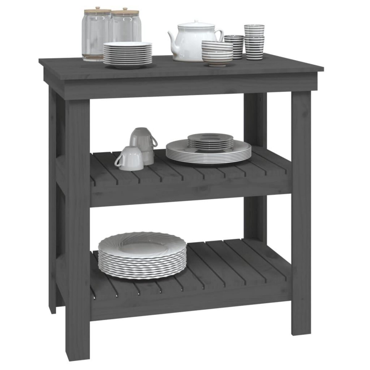 VIDAXL Banc de travail Gris 78,5x50x80 cm Bois de pin massif