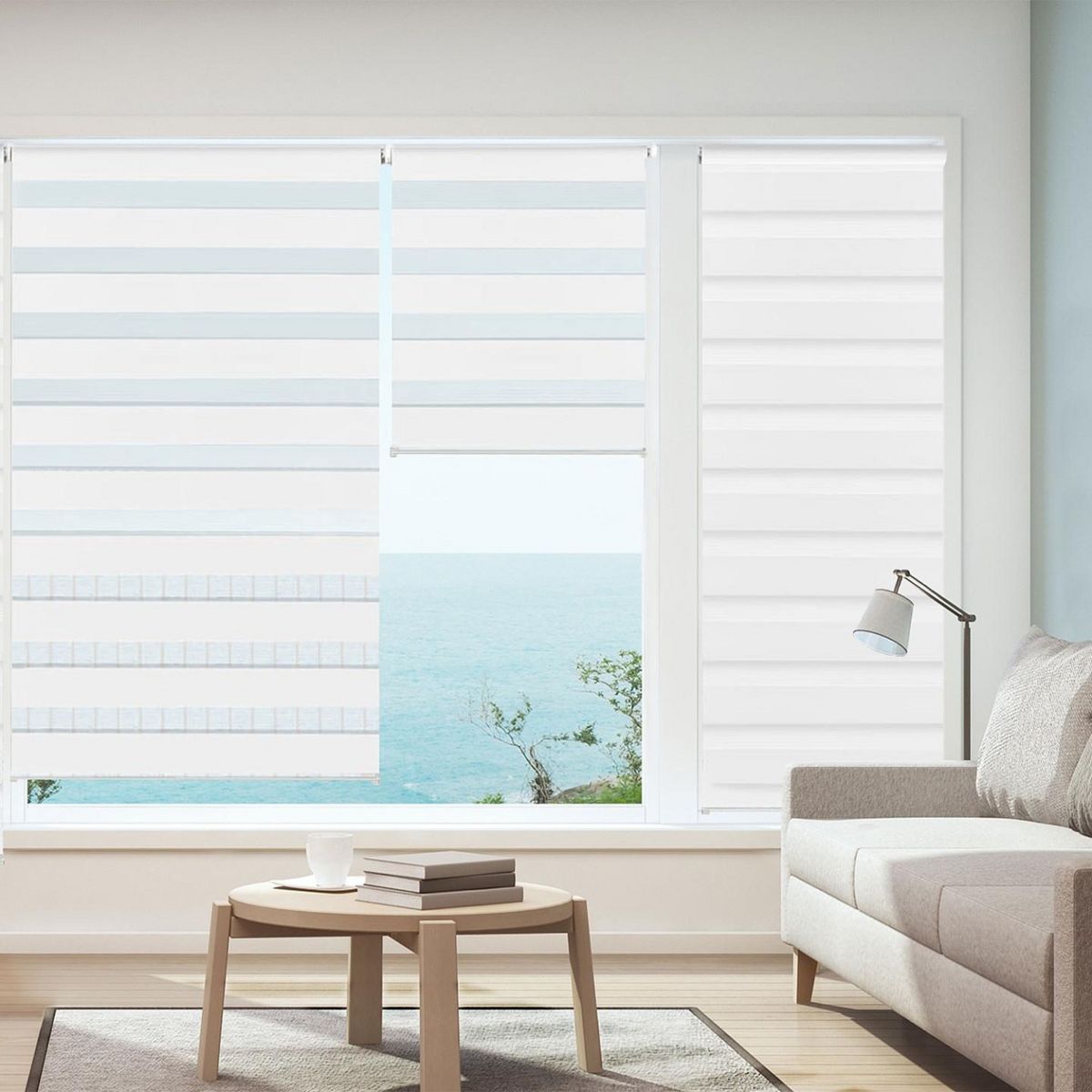 ID MARKET Store enrouleur zébré jour nuit 60 x 170 cm blanc