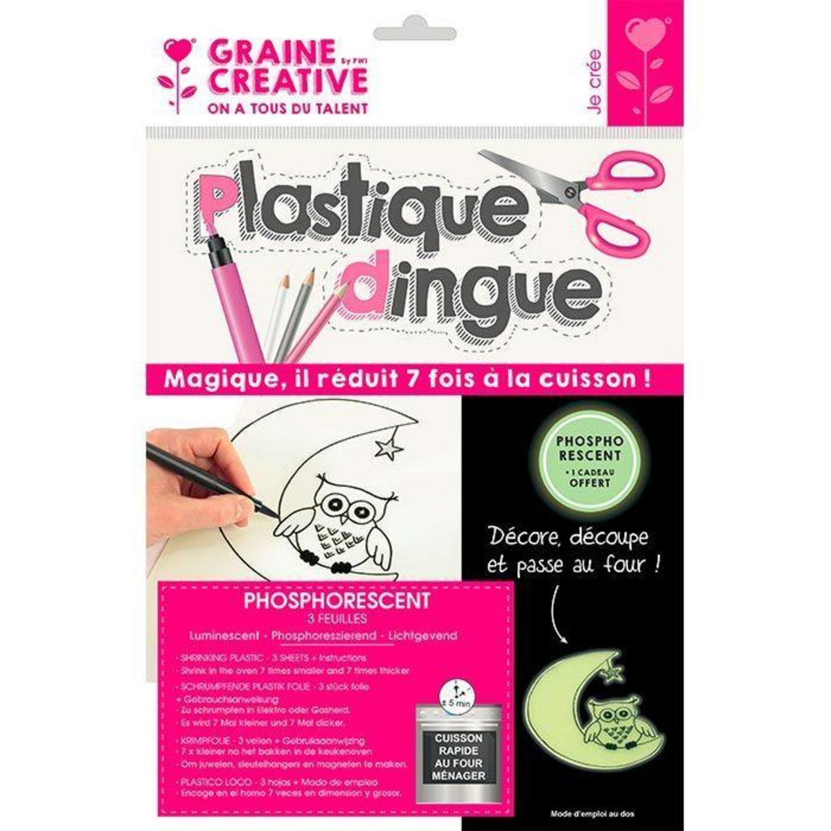 Graine créative Kit plastique dingue 3 feuilles 26 x 20 cm - Phosphorescent