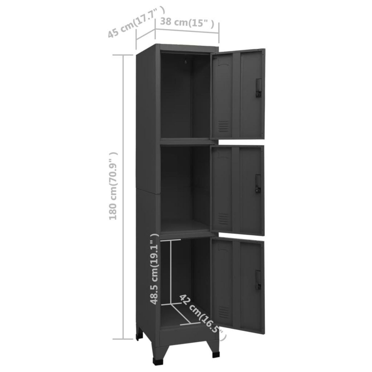 VIDAXL Armoire a casiers Anthracite 38x45x180 cm Acier