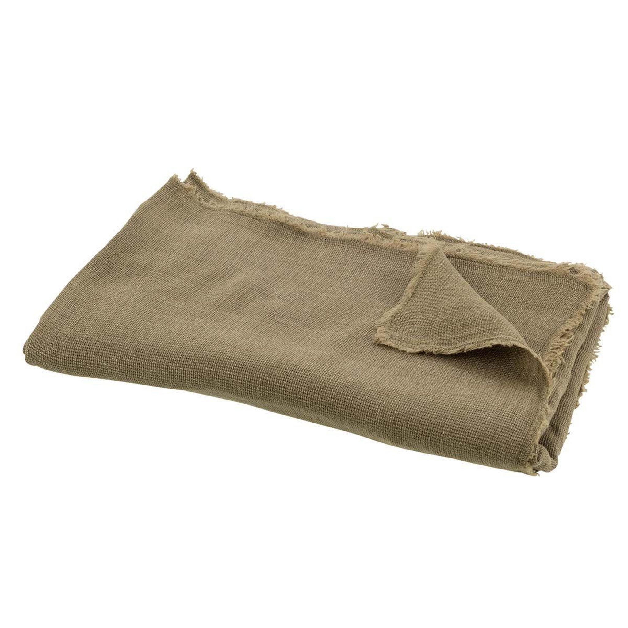 Voir la diapositive 1 : J-LINE Plaid déco uni  bord court  150x200cm vert olive