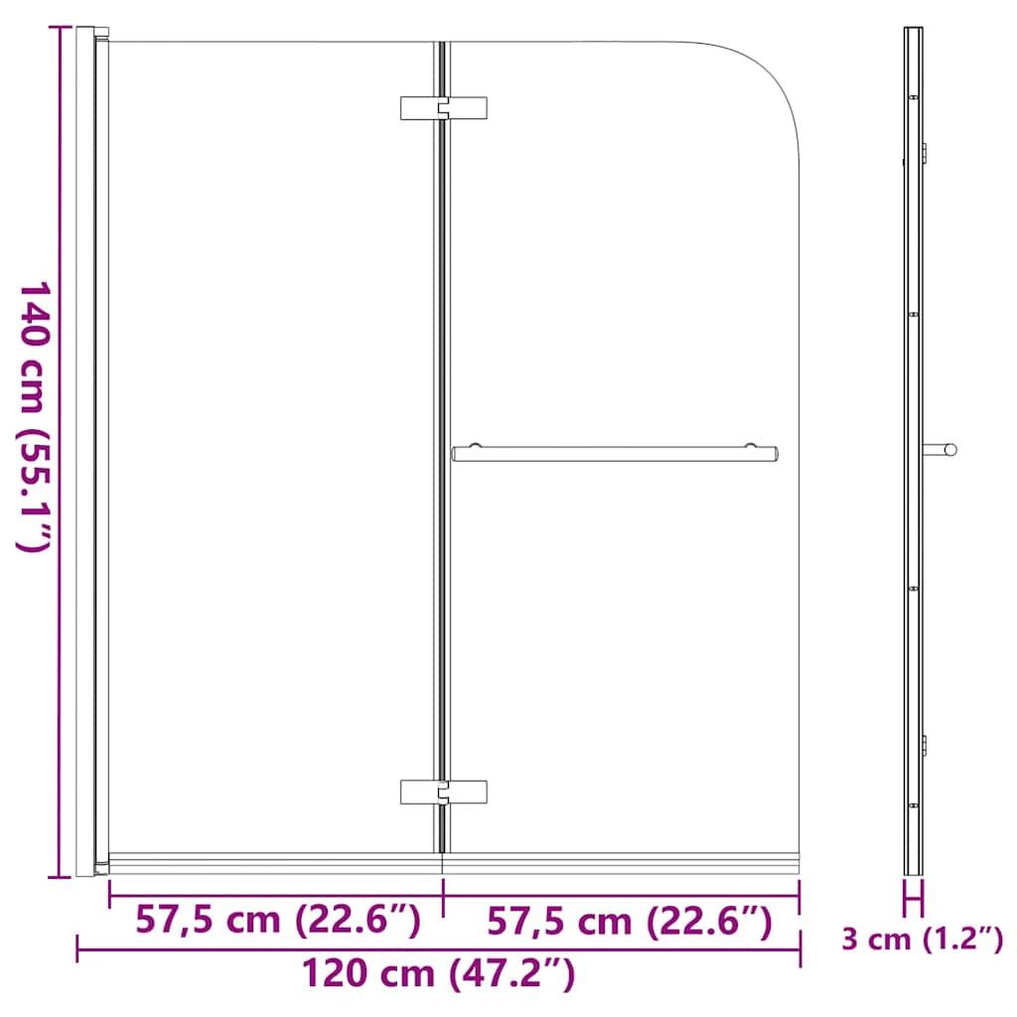 Voir la diapositive 2 : VIDAXL Cabine de douche pliable 2 panneaux ESG 120x140 cm