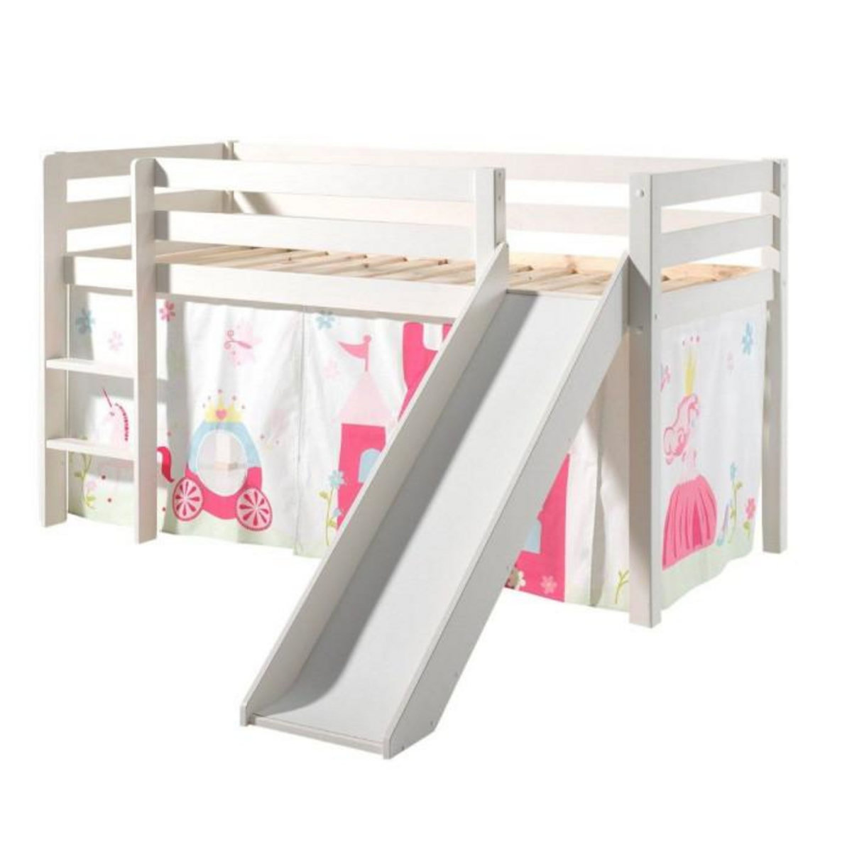 Paris Prix Lit Enfant Avec Toboggan  Pino Princesse  90x200cm Blanc