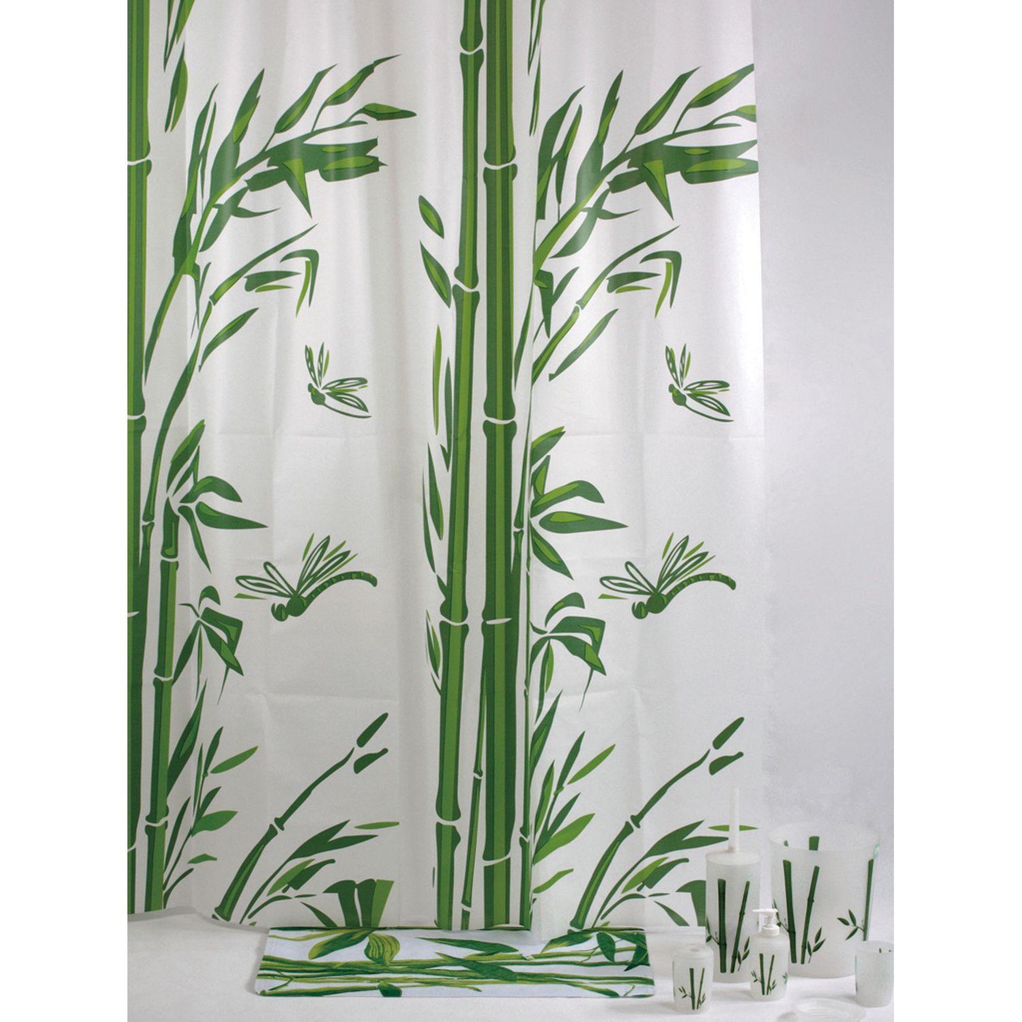 ALLIBERT Rideau de douche bambou TEVA - 180 x 200 - Blanc