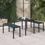 VIDAXL Ensemble a manger de jardin 3 pcs acier et WPC noir