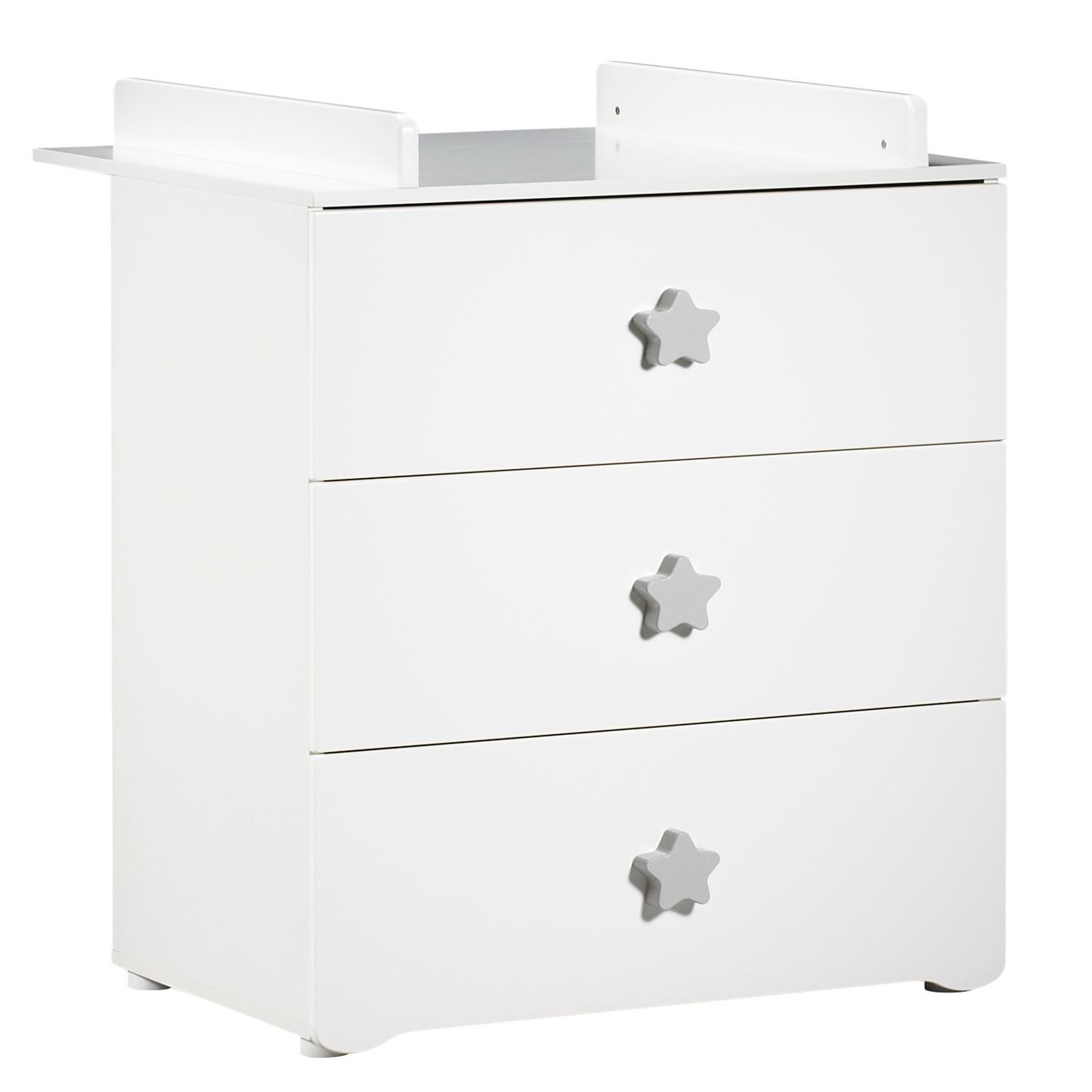 BABY PRICE Commode à langer 3 tiroirs NEW BASIC Boutons Etoile Gris