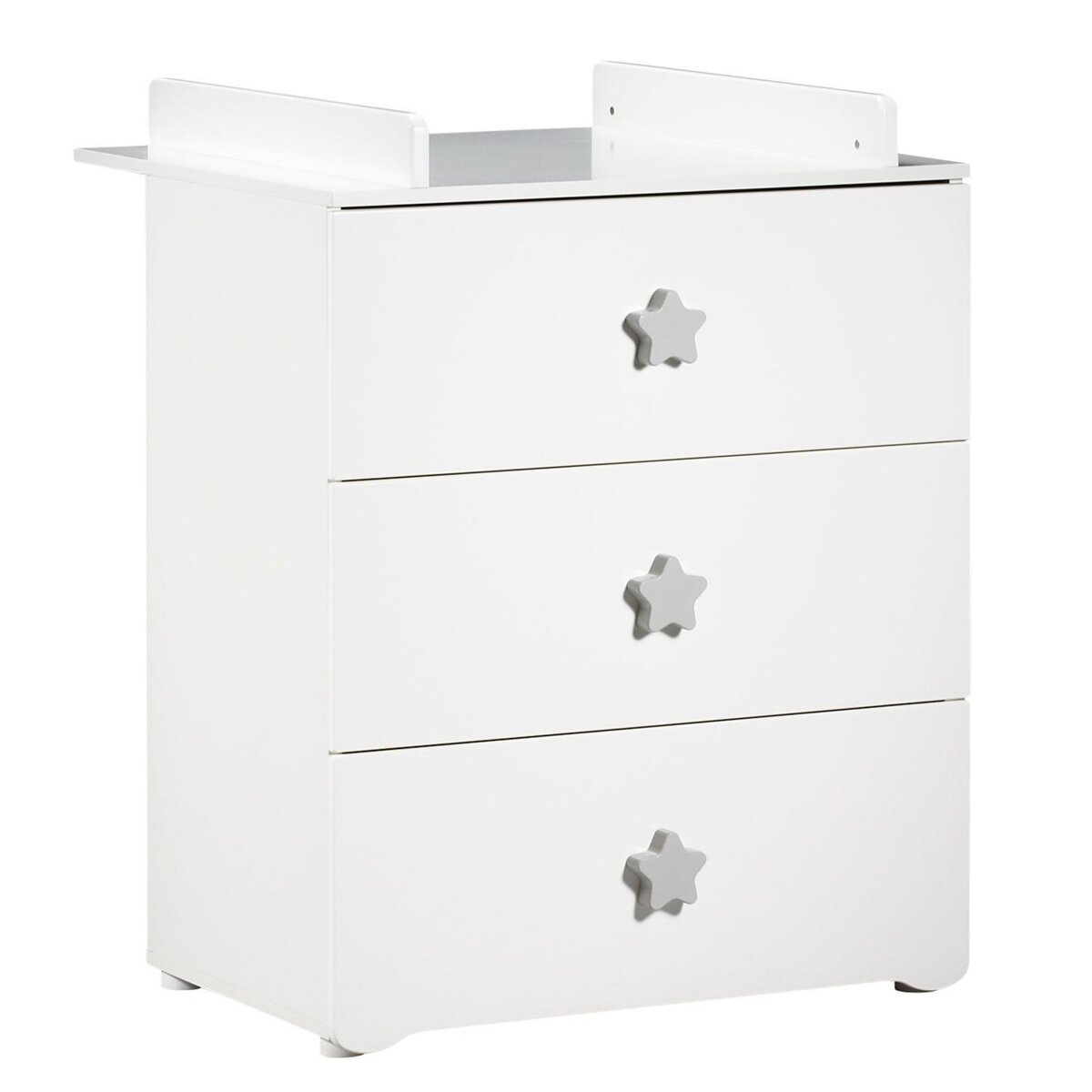 BABY PRICE Commode à langer 3 tiroirs NEW BASIC Boutons Etoile Gris