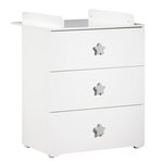 BABY PRICE Commode à langer 3 tiroirs NEW BASIC Boutons Etoile Gris