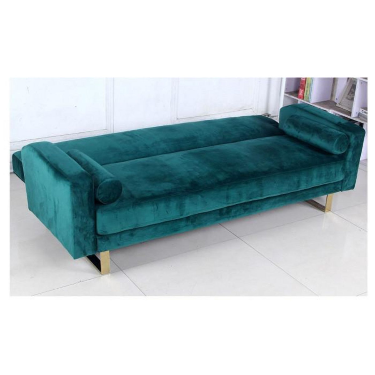 Paris Prix Canapé Convertible Velours  Albine  210cm Vert