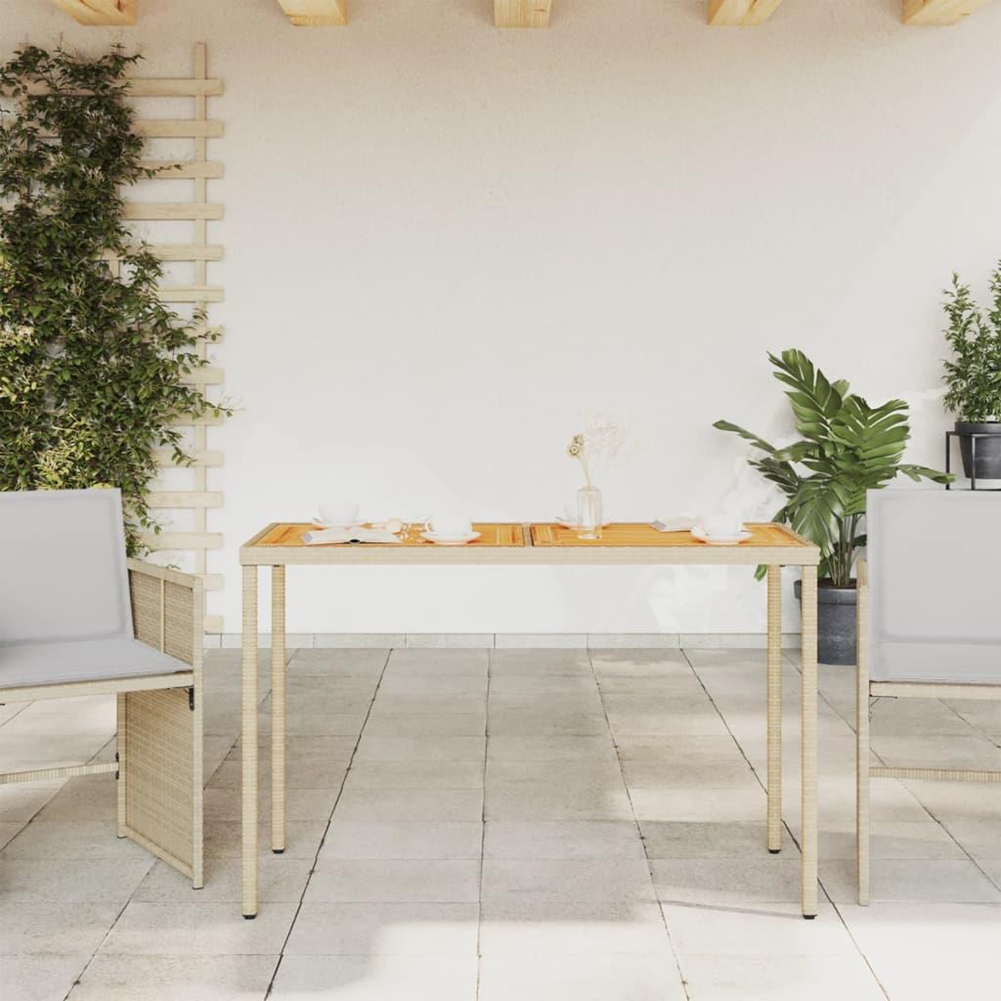 Voir la diapositive 3 : VIDAXL Table de jardin avec dessus en bois d'acacia beige 115x54x74 cm